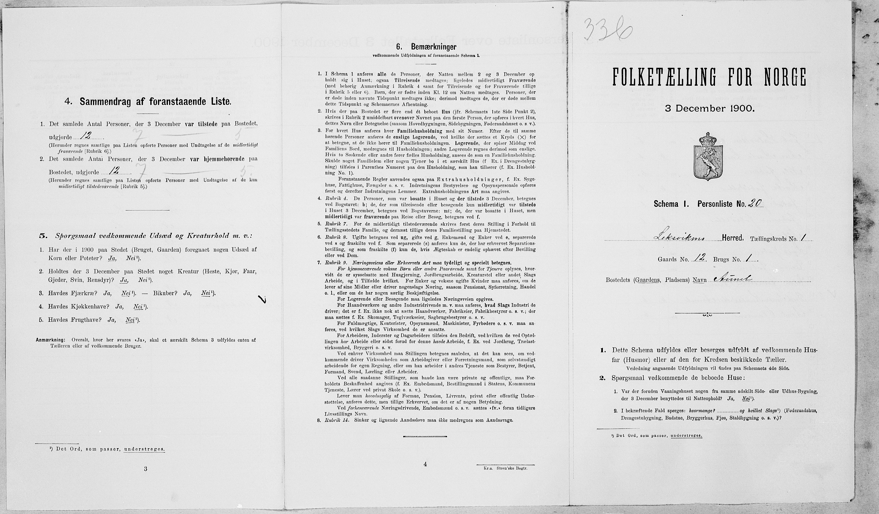SAT, Folketelling 1900 for 1718 Leksvik herred, 1900, s. 108