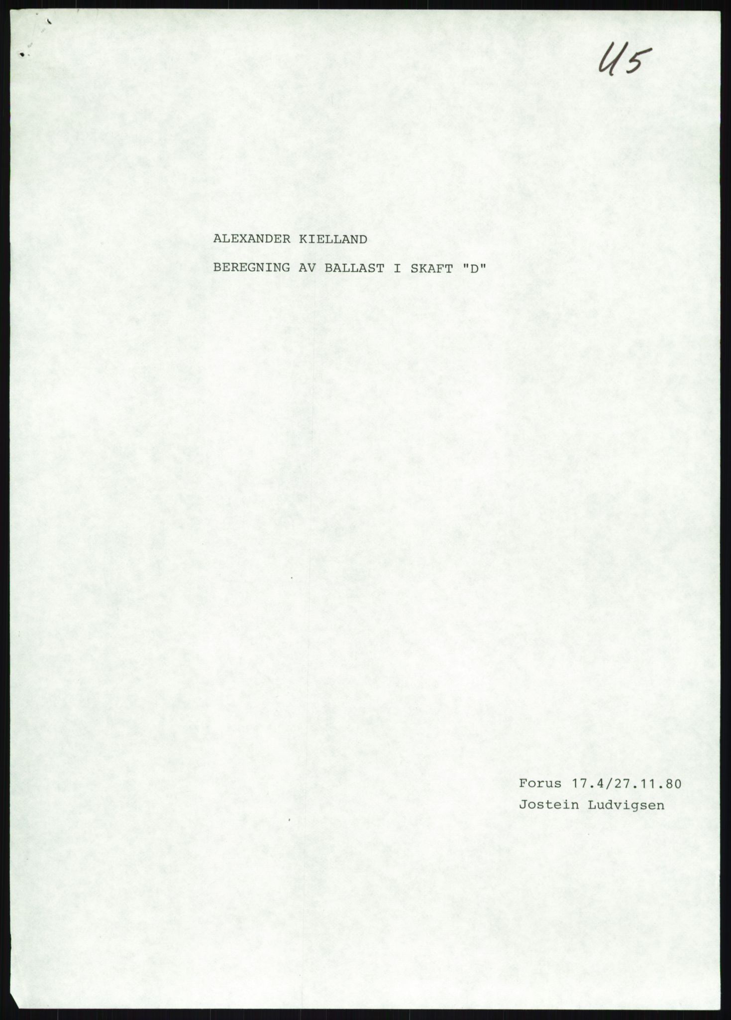 Justisdepartementet, Granskningskommisjonen ved Alexander Kielland-ulykken 27.3.1980, RA/S-1165/D/L0019: S Værforhold (Doku.liste + S1-S5 av 5)/ T (T1-T2)/ U Stabilitet (Doku.liste + U1-U5 av 5), 1980-1981, s. 982