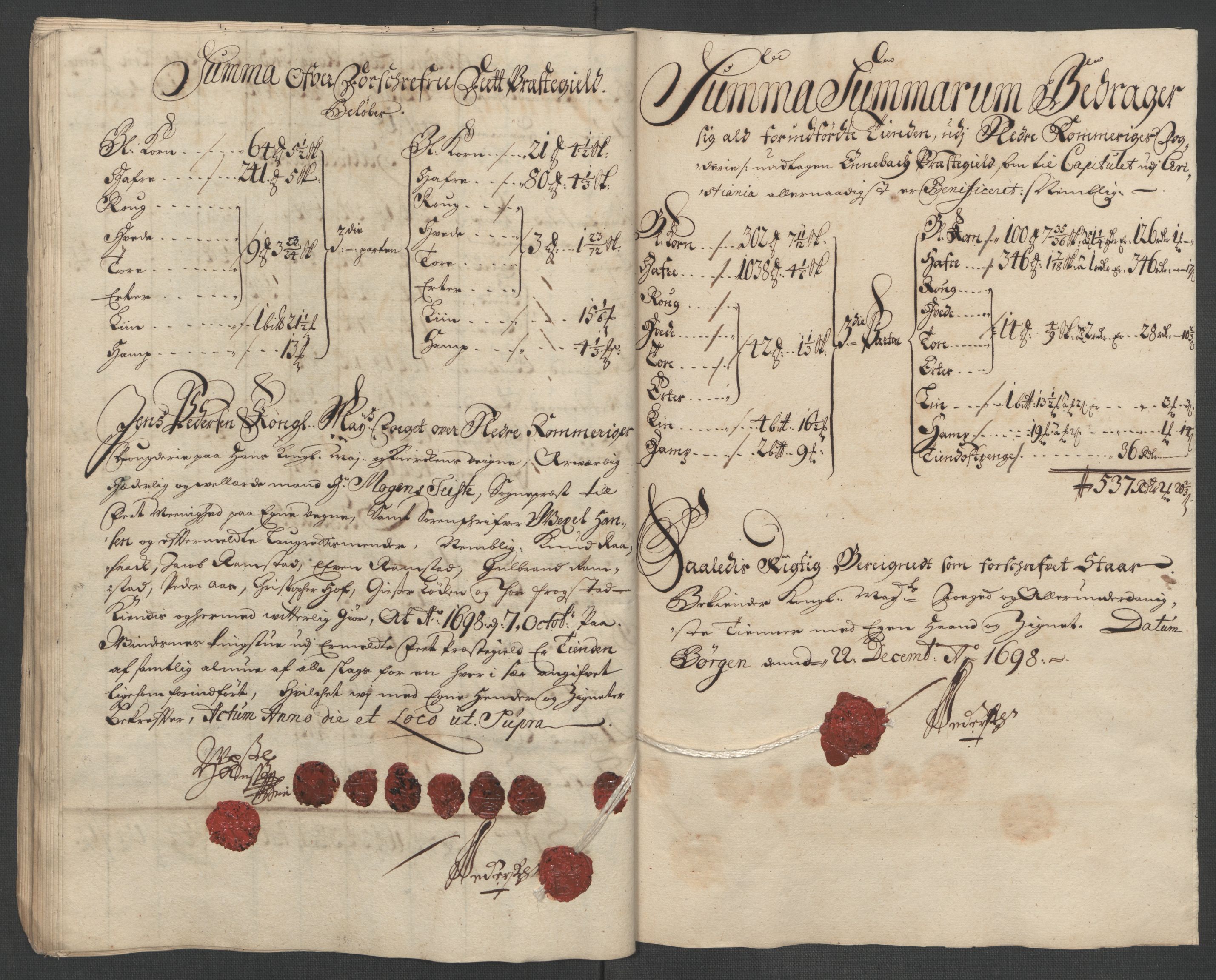 Rentekammeret inntil 1814, Reviderte regnskaper, Fogderegnskap, AV/RA-EA-4092/R11/L0581: Fogderegnskap Nedre Romerike, 1698, s. 65