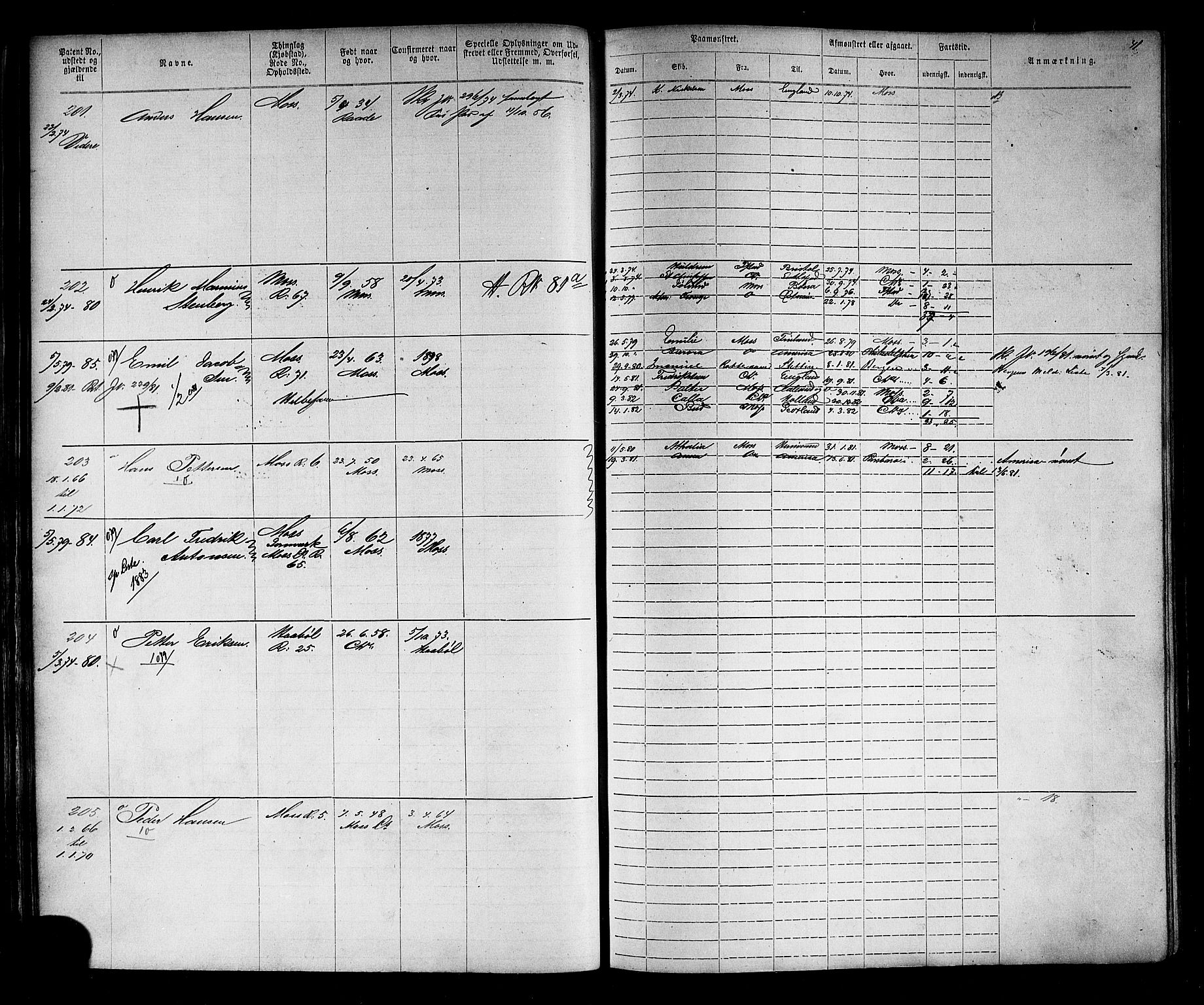 Moss mønstringskontor, SAO/A-10569d/F/Fc/Fca/L0002: Annotasjonsrulle, 1868-1892, s. 44