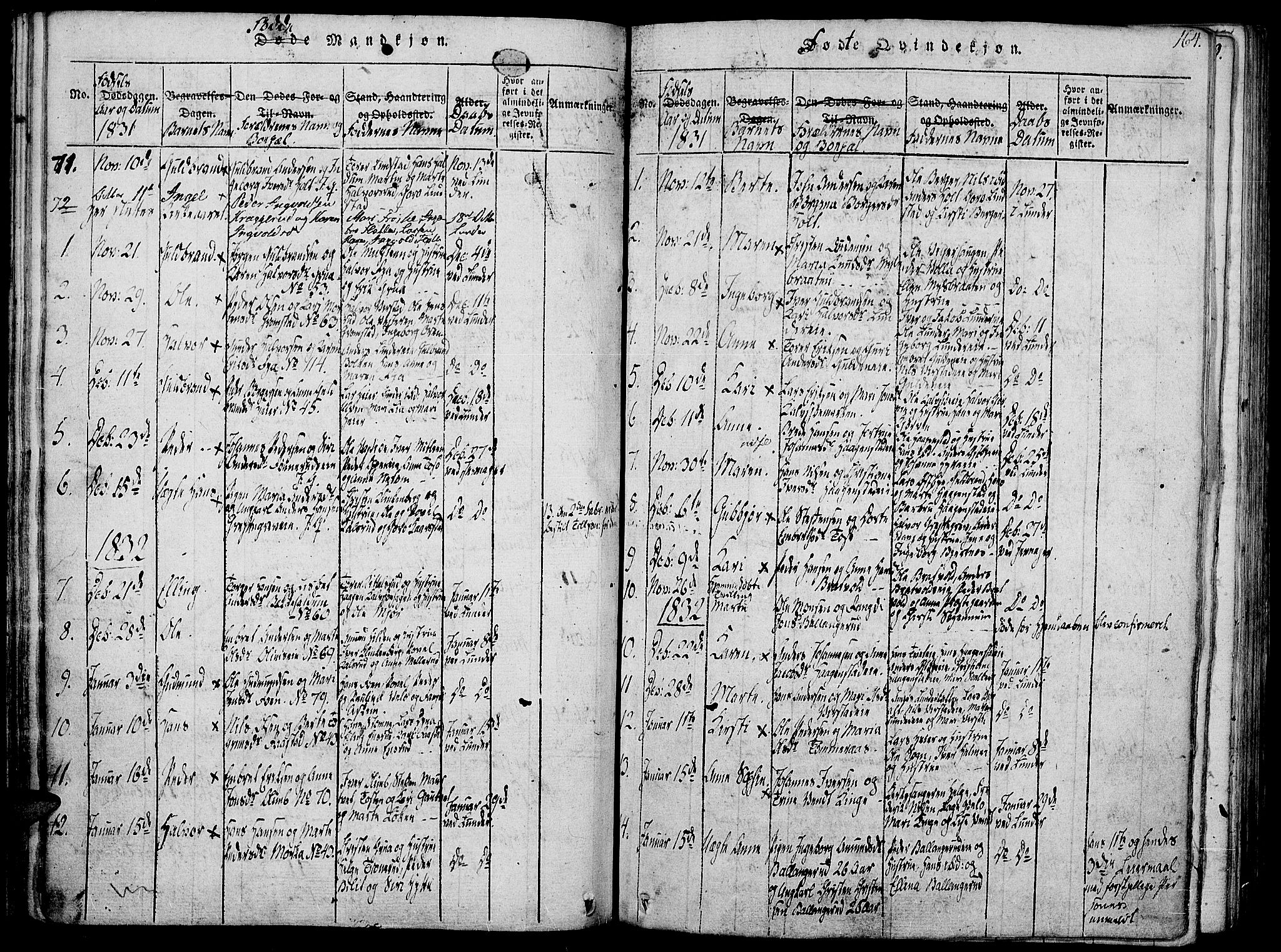 Jevnaker prestekontor, AV/SAH-PREST-116/H/Ha/Haa/L0005: Ministerialbok nr. 5, 1815-1837, s. 164