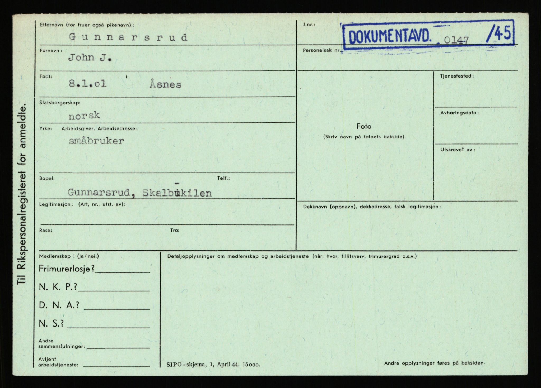 Statspolitiet - Hovedkontoret / Osloavdelingen, AV/RA-S-1329/C/Ca/L0005: Furali - Hamula, 1943-1945, s. 2853