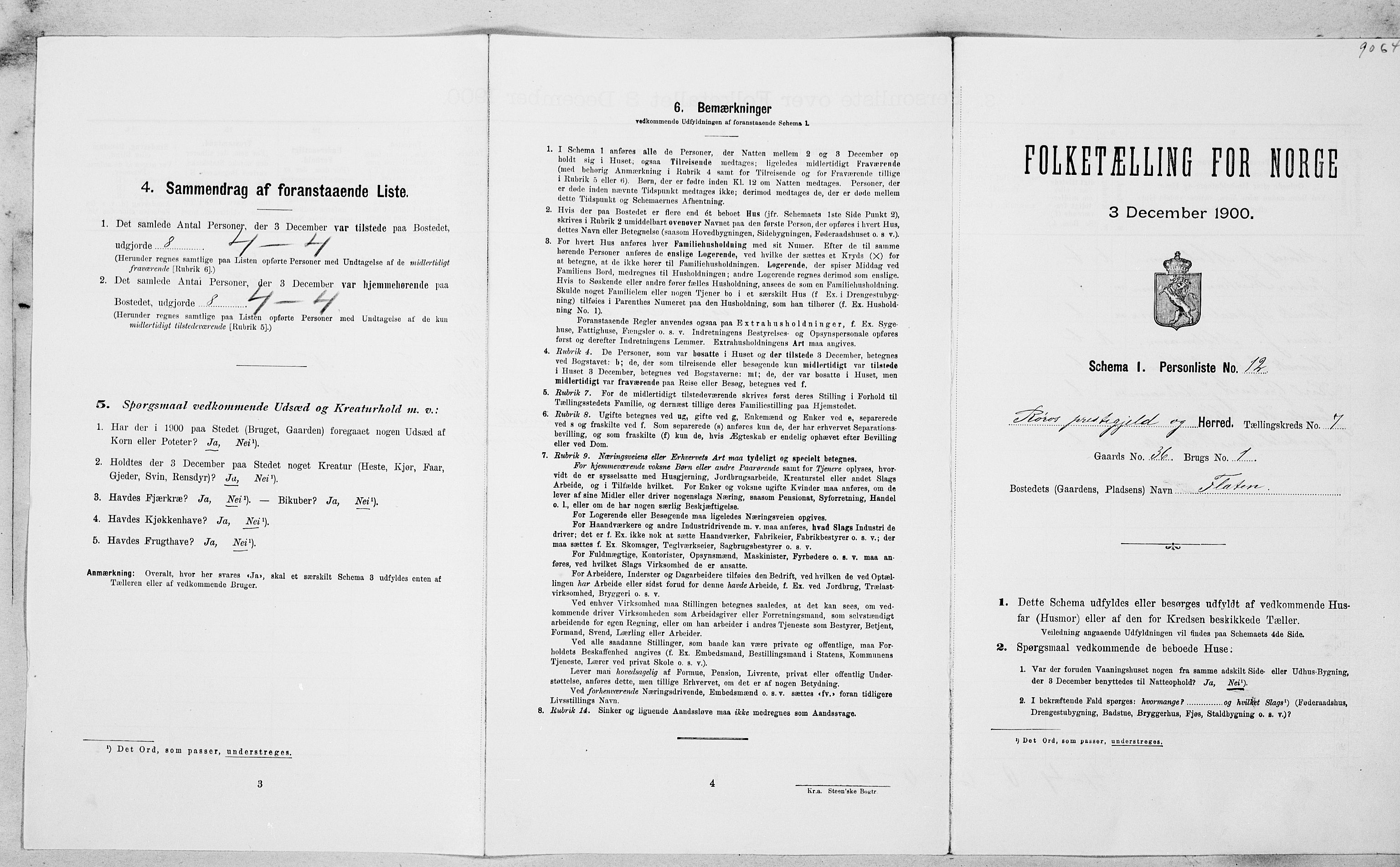 SAT, Folketelling 1900 for 1640 Røros herred, 1900, s. 882
