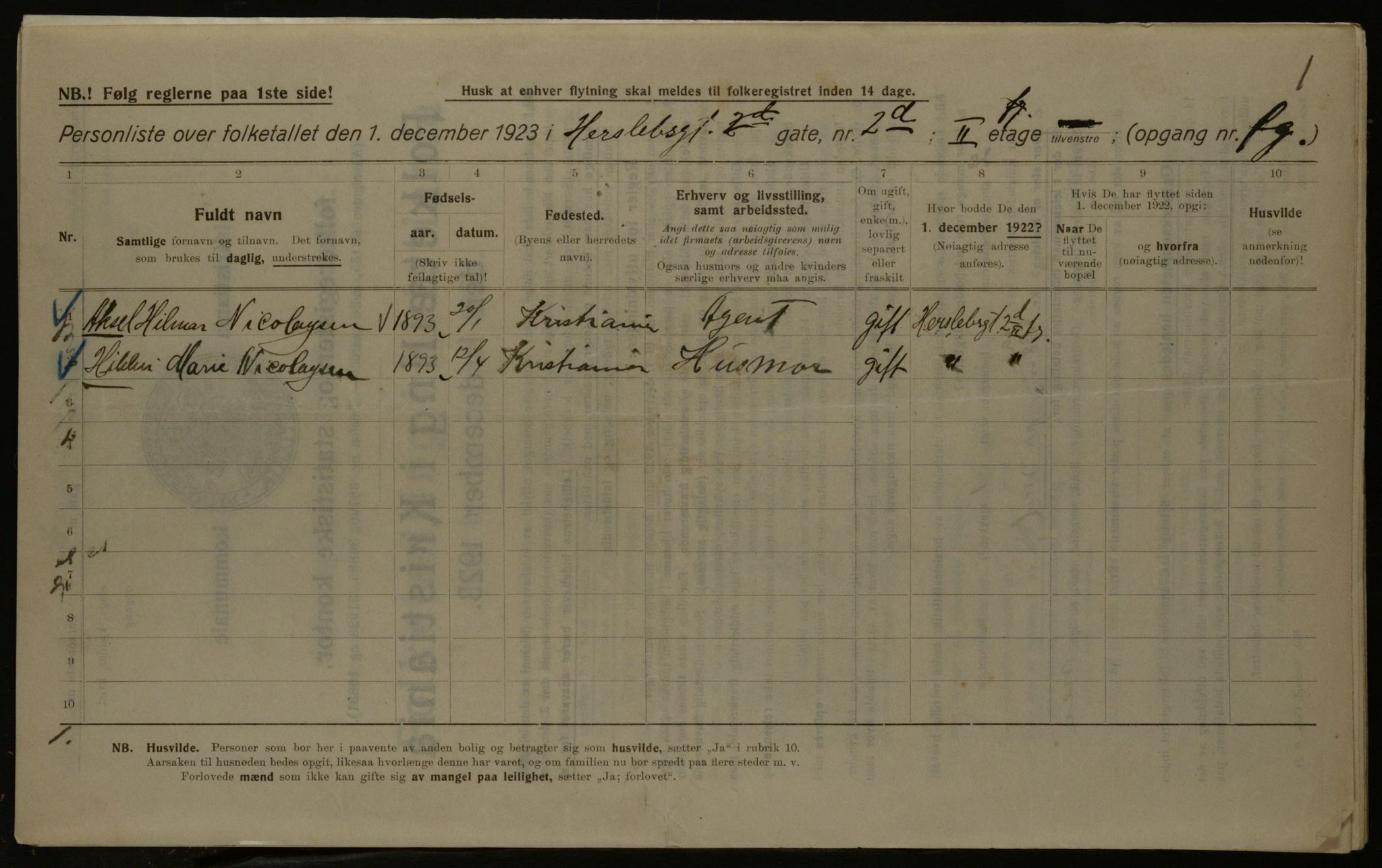 OBA, Kommunal folketelling 1.12.1923 for Kristiania, 1923, s. 43822