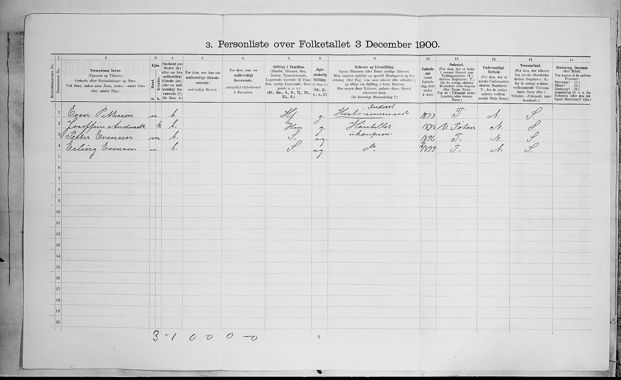SAH, Folketelling 1900 for 0528 Østre Toten herred, 1900, s. 810
