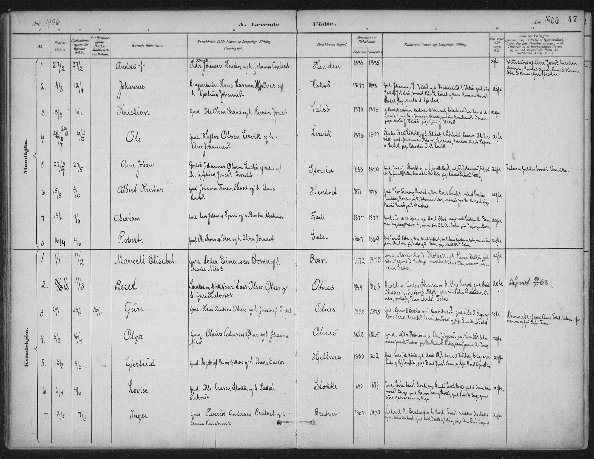 Ministerialprotokoller, klokkerbøker og fødselsregistre - Møre og Romsdal, AV/SAT-A-1454/580/L0925: Ministerialbok nr. 580A02, 1888-1913, s. 47