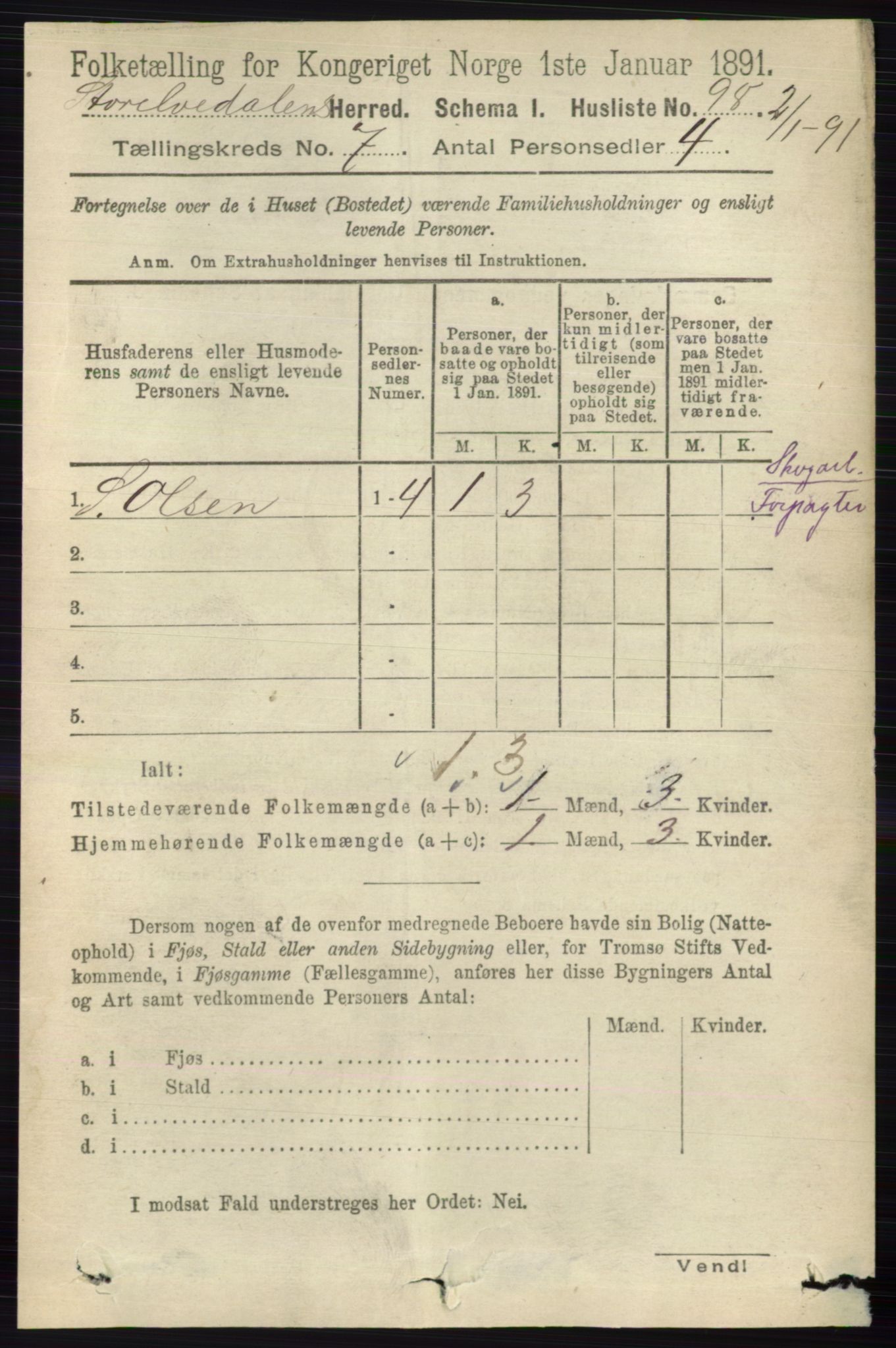 RA, Folketelling 1891 for 0430 Stor-Elvdal herred, 1891, s. 2645