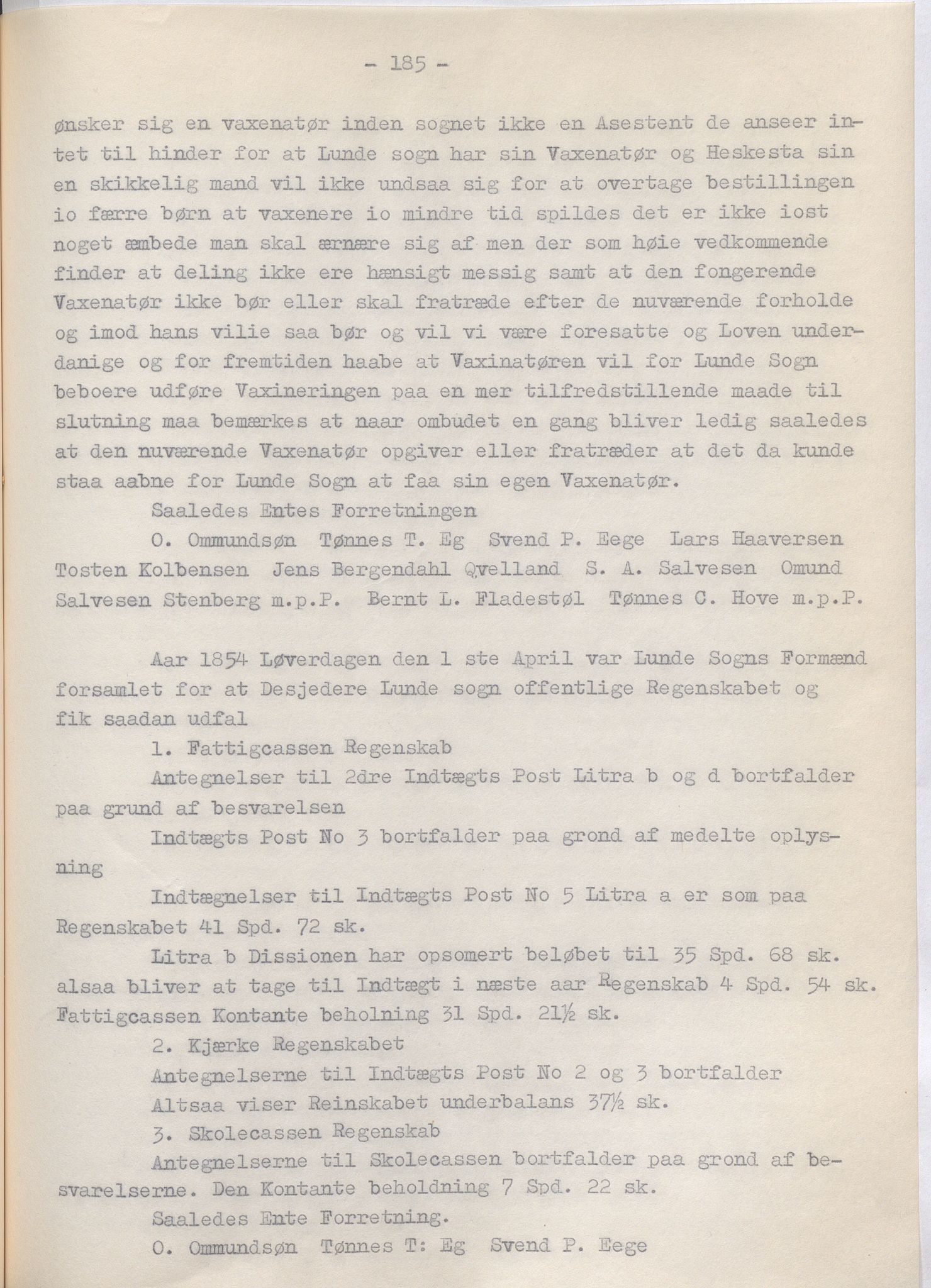 Lund kommune - Formannskapet/Formannskapskontoret, IKAR/K-101761/A/Aa/Aaa/L0002: Forhandlingsprotokoll, 1837-1865, s. 185