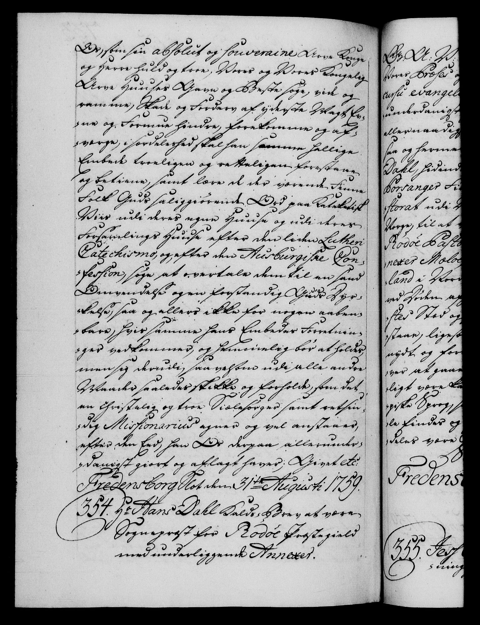 Danske Kanselli 1572-1799, RA/EA-3023/F/Fc/Fca/Fcaa/L0040: Norske registre, 1757-1759, s. 733b