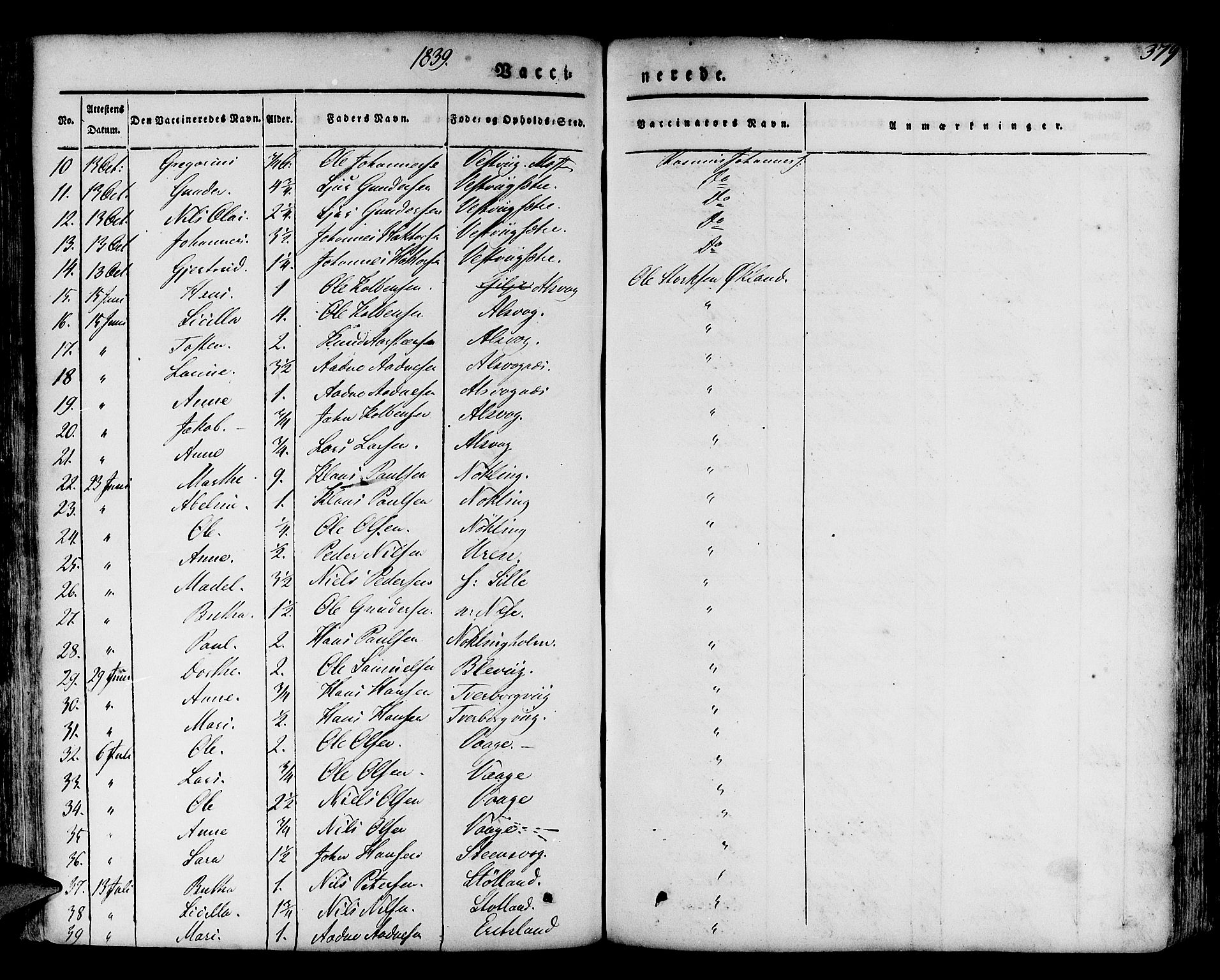 Finnås sokneprestembete, SAB/A-99925/H/Ha/Haa/Haaa/L0006: Ministerialbok nr. A 6, 1836-1850, s. 379