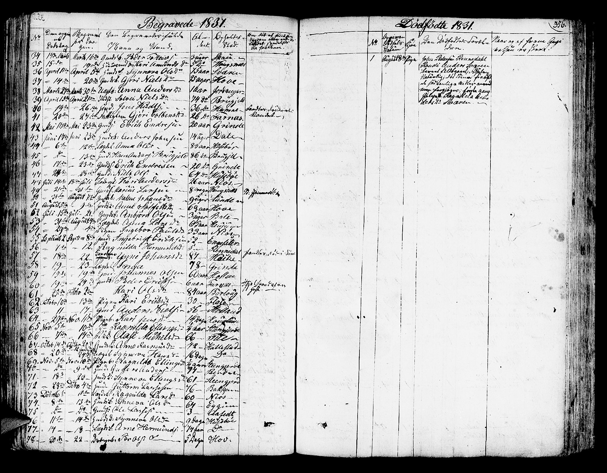 Leikanger sokneprestembete, SAB/A-81001: Ministerialbok nr. A 6, 1810-1838, s. 356