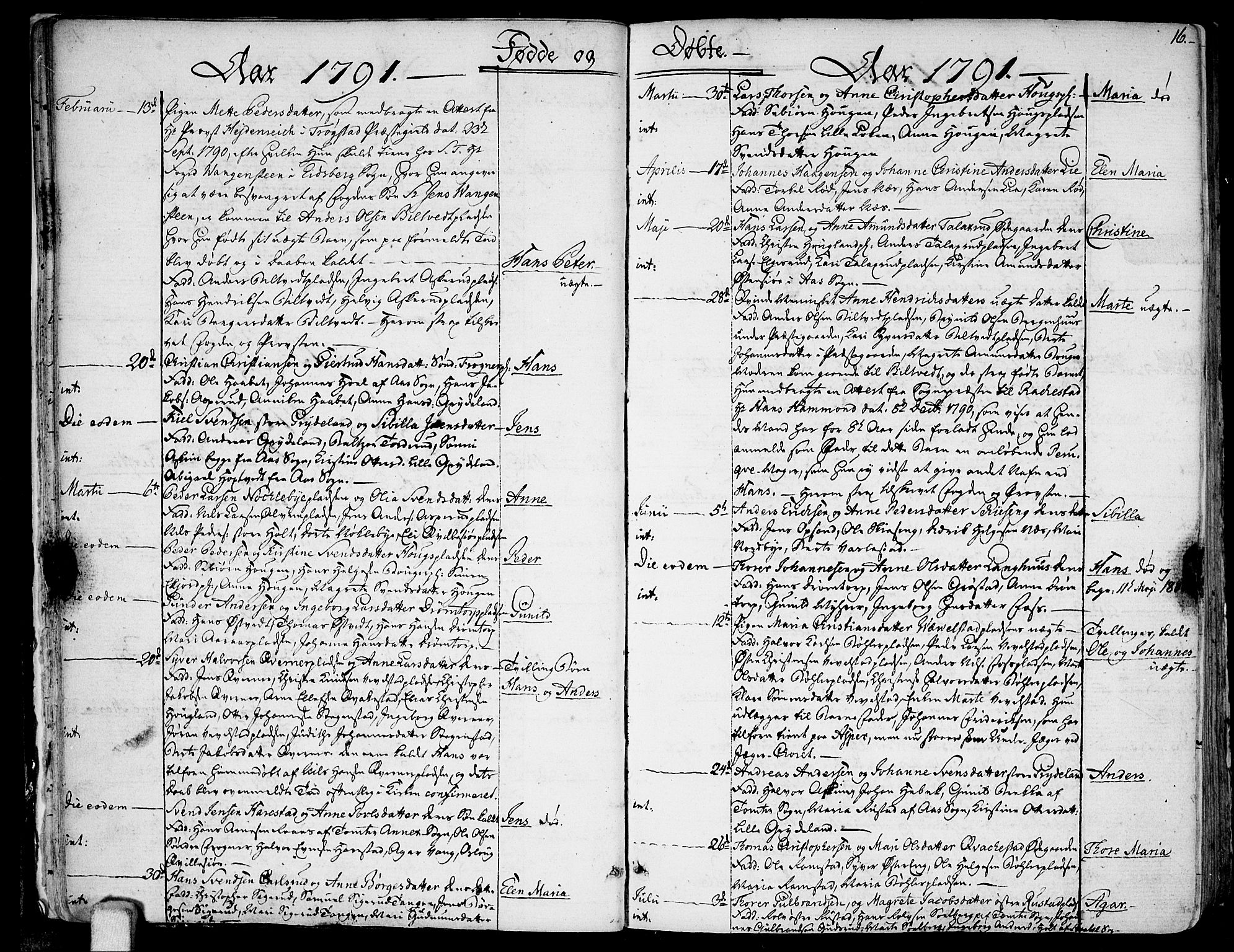 Kråkstad prestekontor Kirkebøker, SAO/A-10125a/F/Fa/L0002: Ministerialbok nr. I 2, 1786-1814, s. 16