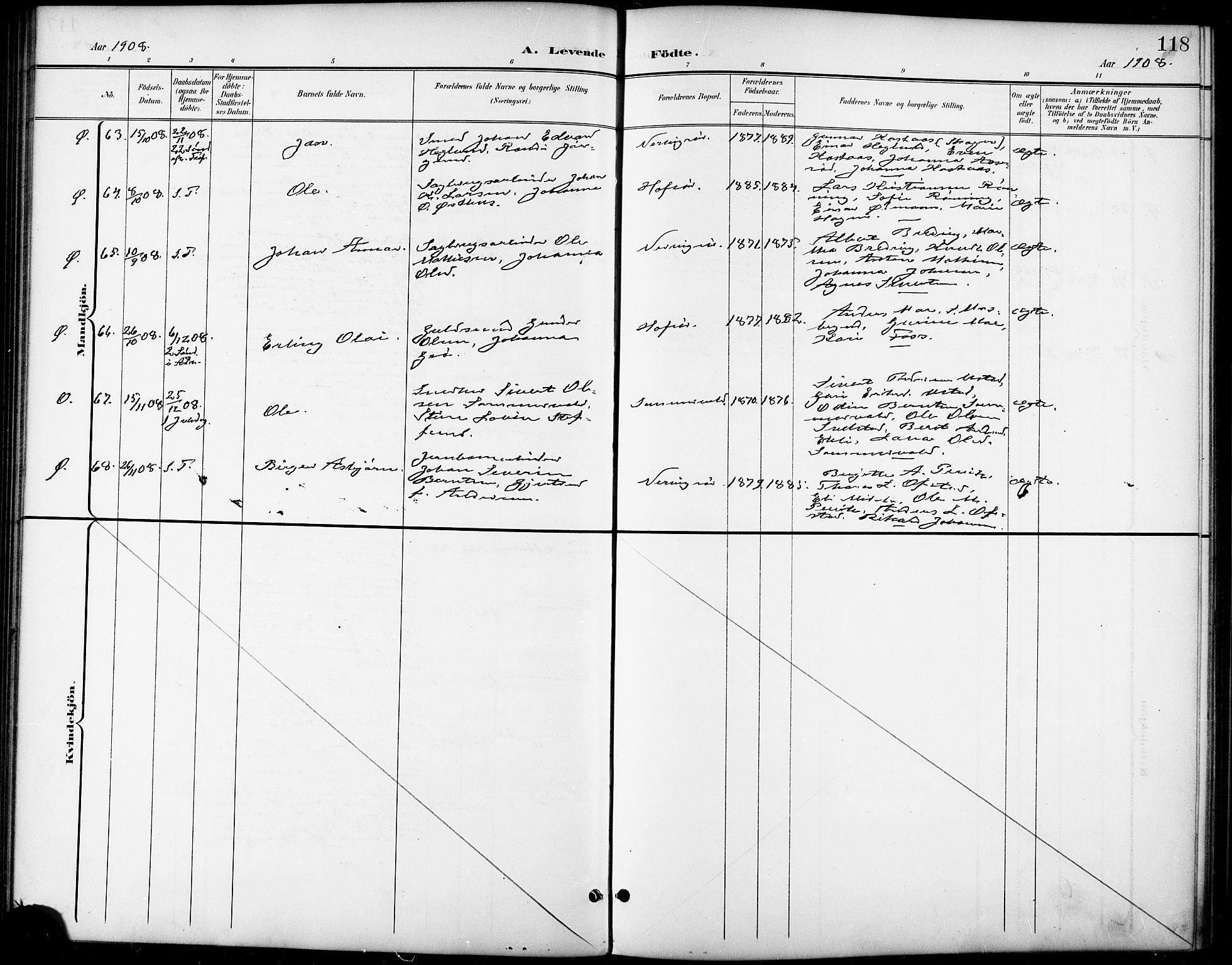 Ministerialprotokoller, klokkerbøker og fødselsregistre - Sør-Trøndelag, SAT/A-1456/668/L0819: Klokkerbok nr. 668C08, 1899-1912, s. 118