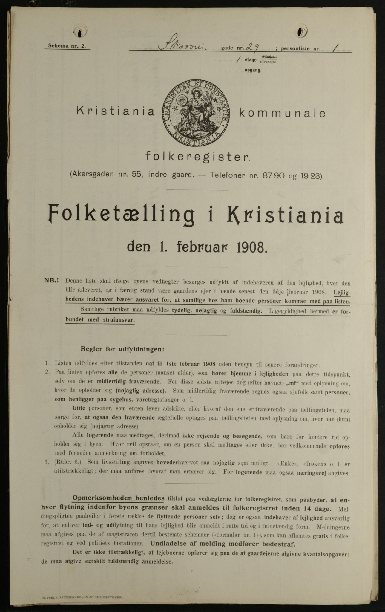 OBA, Kommunal folketelling 1.2.1908 for Kristiania kjøpstad, 1908, s. 87136