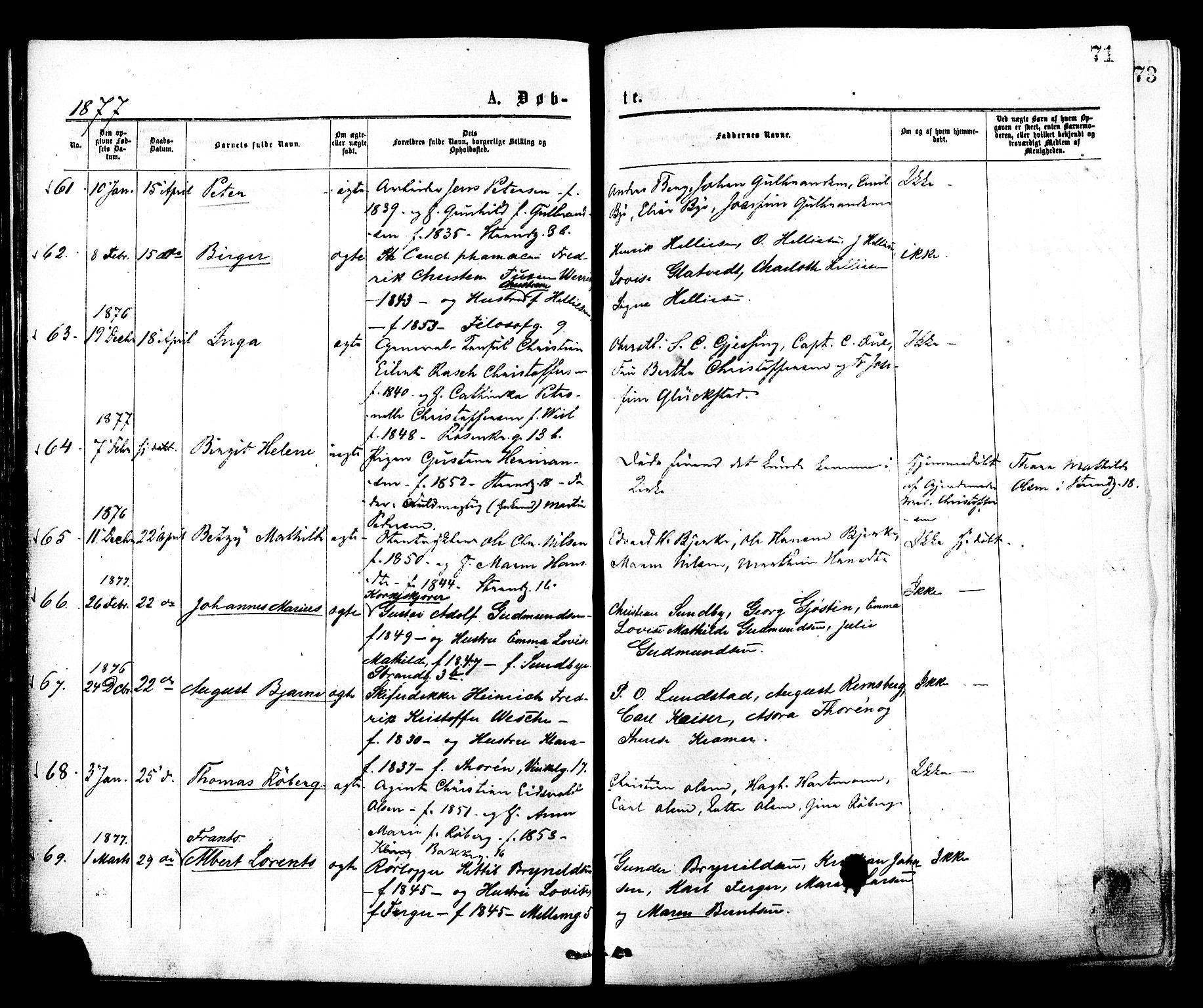 Johannes prestekontor Kirkebøker, AV/SAO-A-10852/F/Fa/L0001: Ministerialbok nr. 1, 1875-1881, s. 71