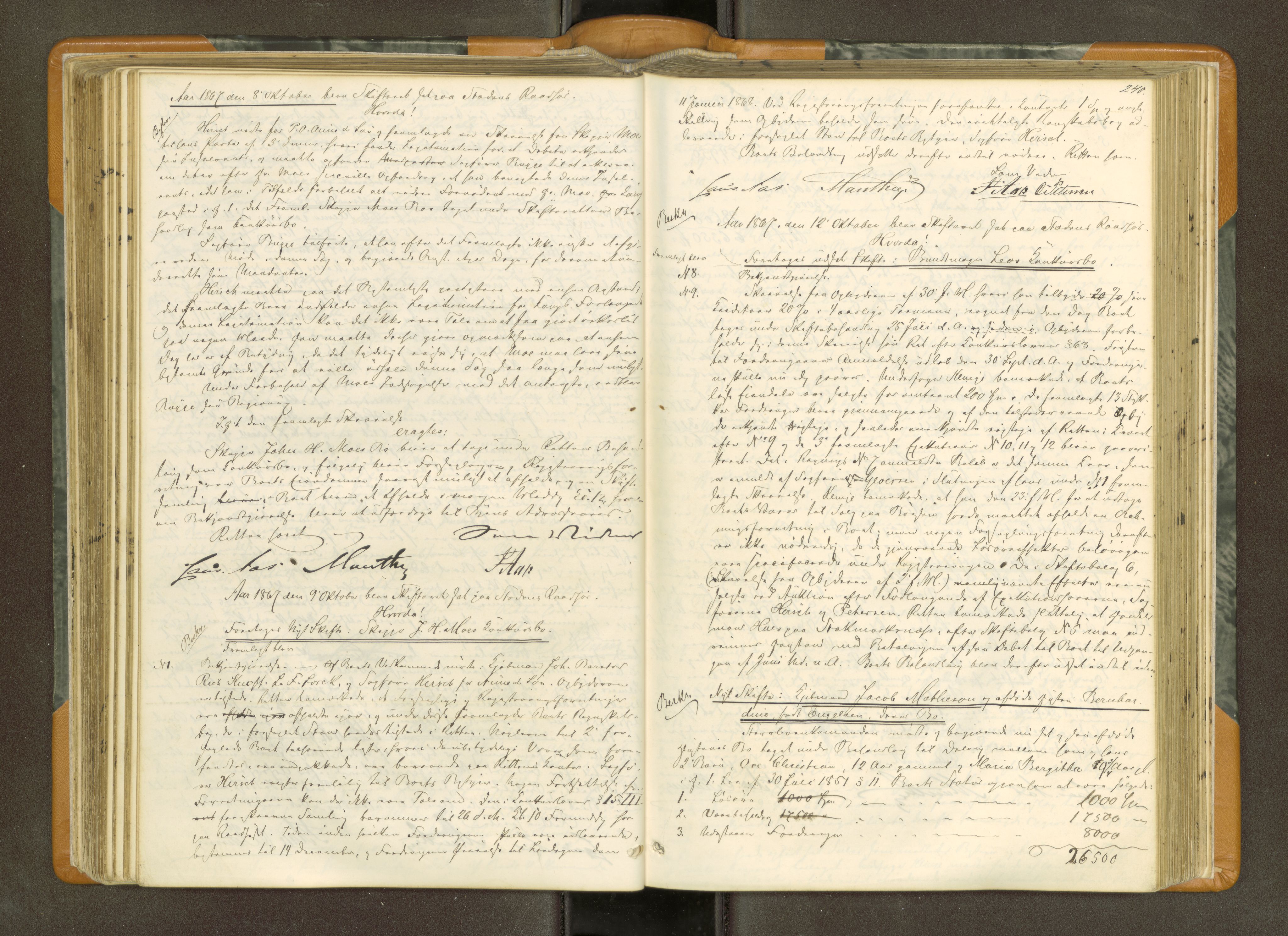 Trondheim byfogd, AV/SAT-A-0003/1/3/3B/L0007: Skiftebehandlingsprotokoll (u/ register) U, 1863-1874, s. 240