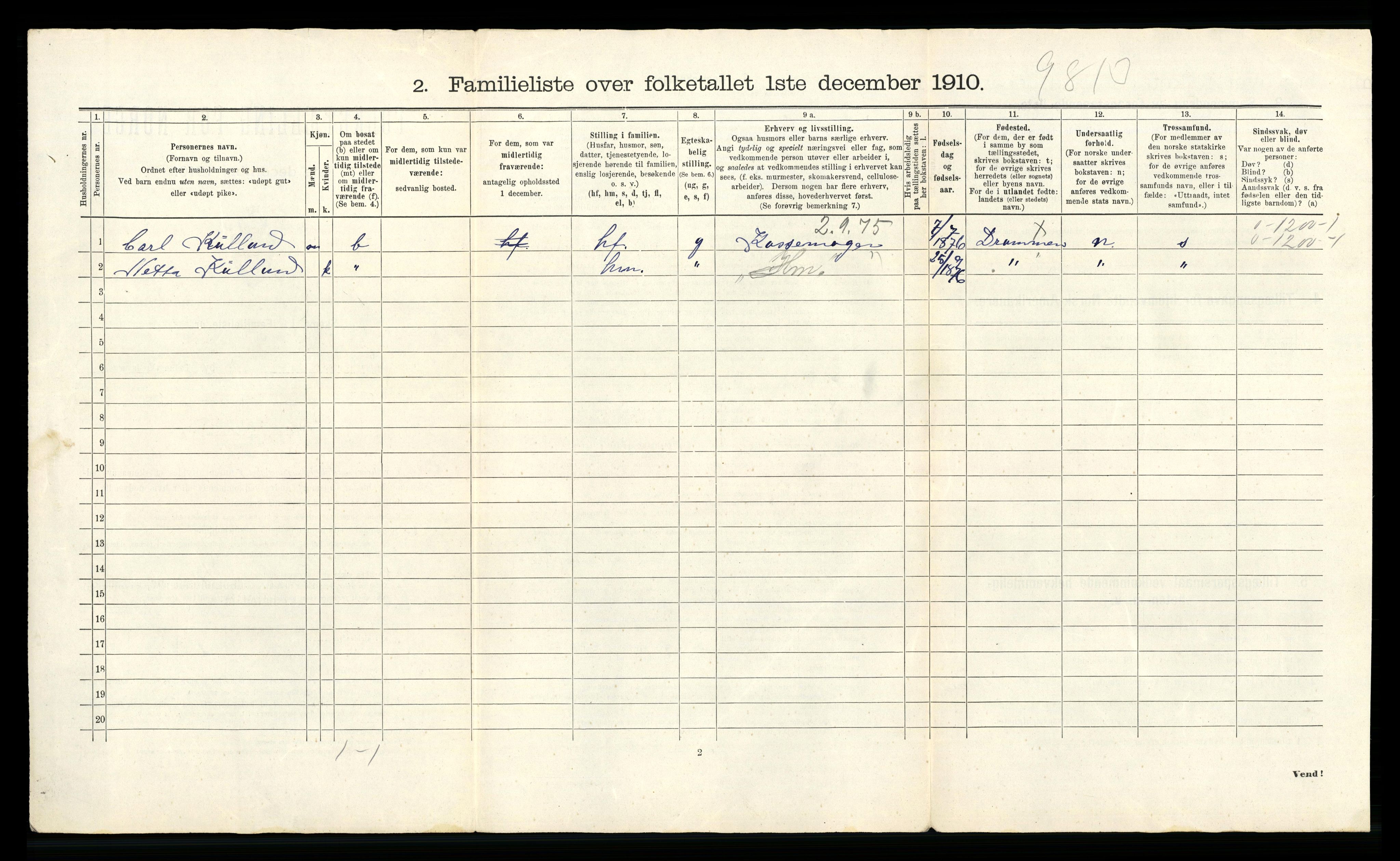 RA, Folketelling 1910 for 0602 Drammen kjøpstad, 1910, s. 8003