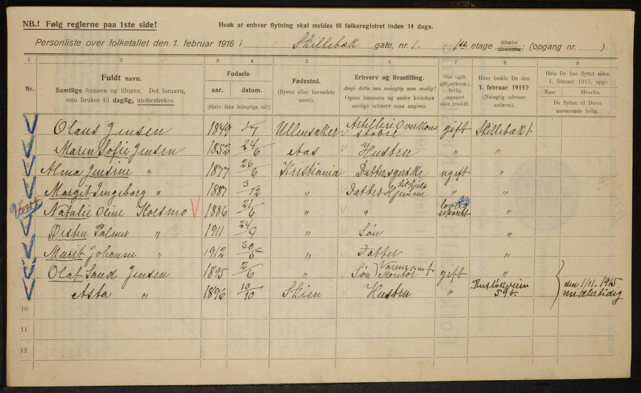 OBA, Kommunal folketelling 1.2.1916 for Kristiania, 1916, s. 97898