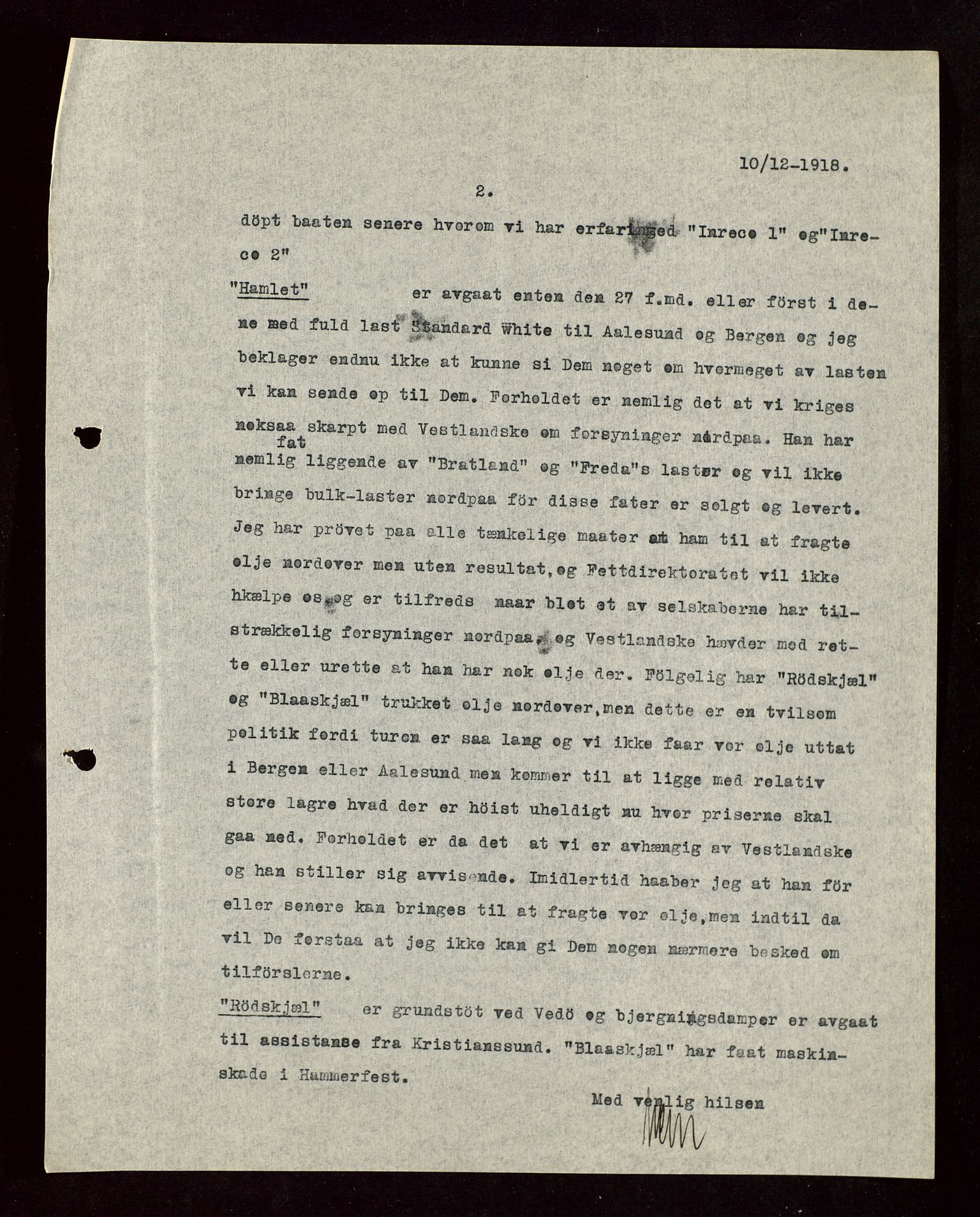 Pa 1521 - A/S Norske Shell, AV/SAST-A-101915/E/Ea/Eaa/L0004: Sjefskorrespondanse, 1918, s. 65