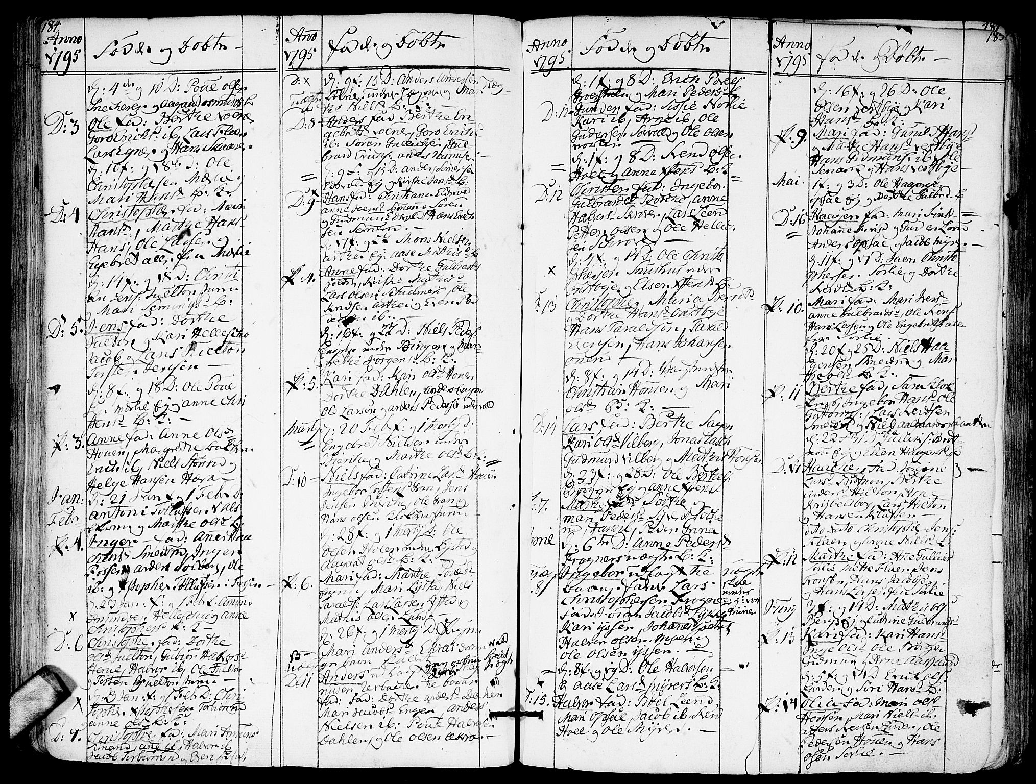 Sørum prestekontor Kirkebøker, AV/SAO-A-10303/F/Fa/L0002: Ministerialbok nr. I 2, 1759-1814, s. 184-185
