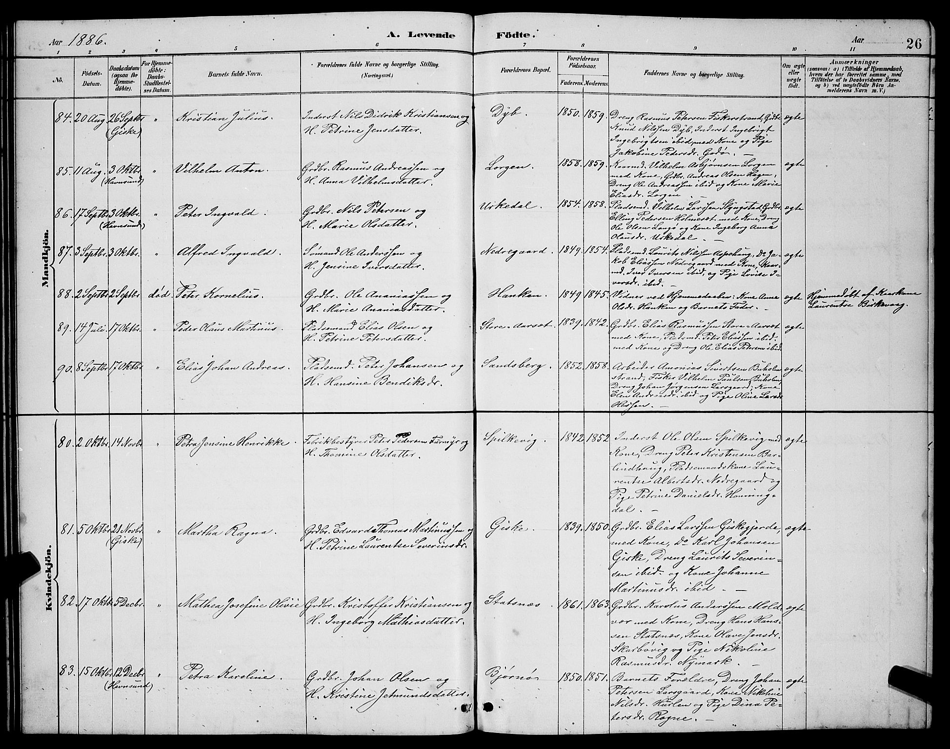 Ministerialprotokoller, klokkerbøker og fødselsregistre - Møre og Romsdal, AV/SAT-A-1454/528/L0431: Klokkerbok nr. 528C12, 1885-1898, s. 26