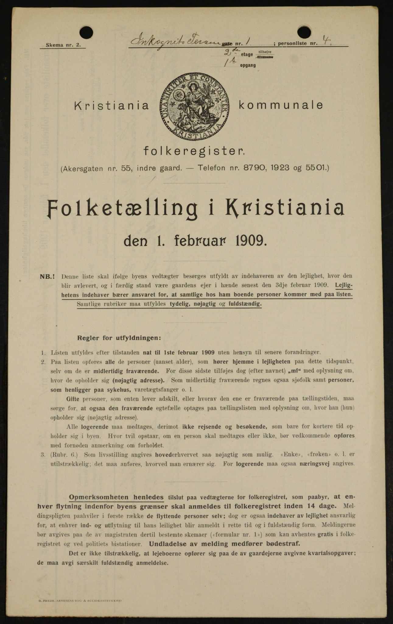 OBA, Kommunal folketelling 1.2.1909 for Kristiania kjøpstad, 1909, s. 40527