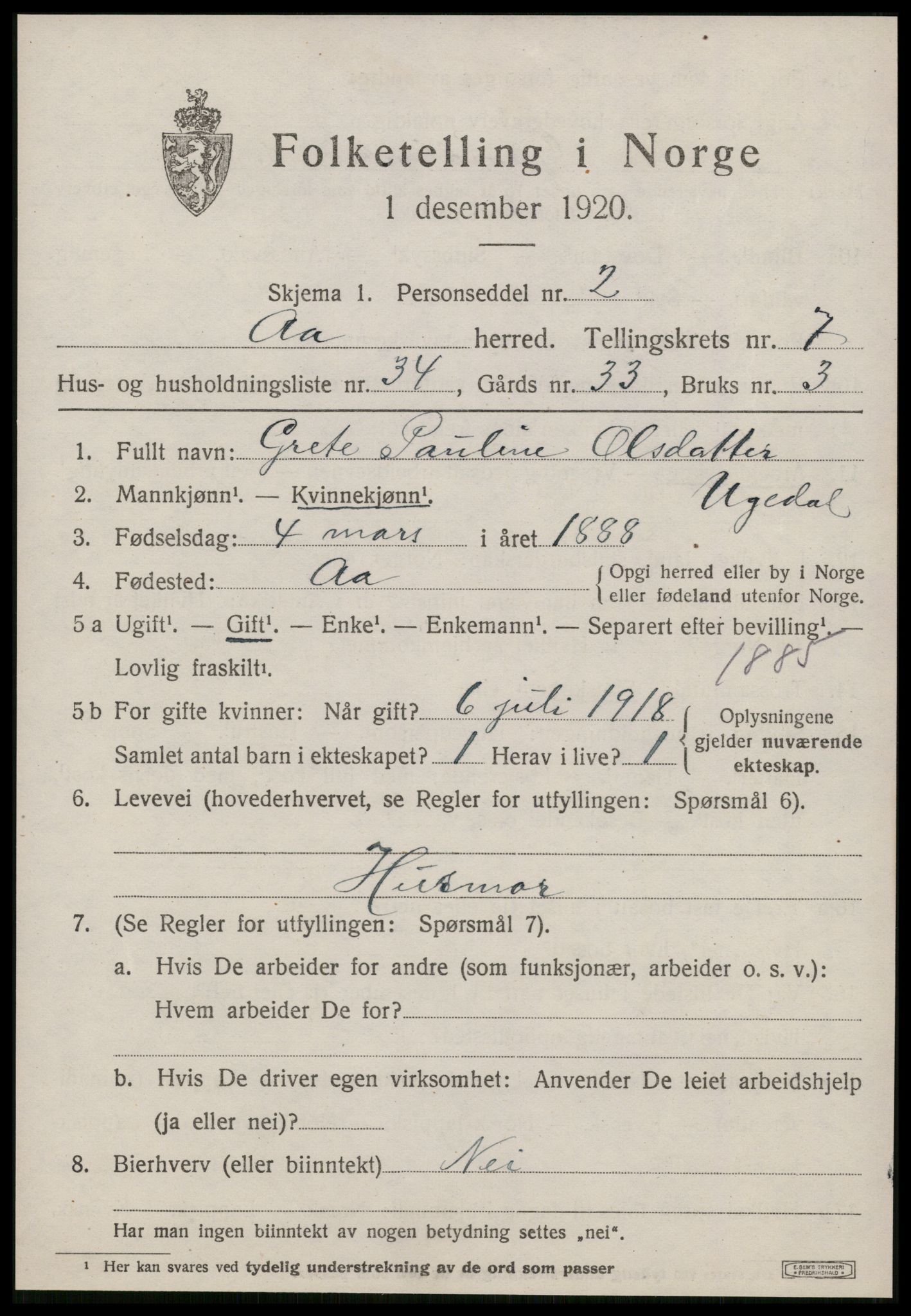 SAT, Folketelling 1920 for 1630 Å herred, 1920, s. 3340