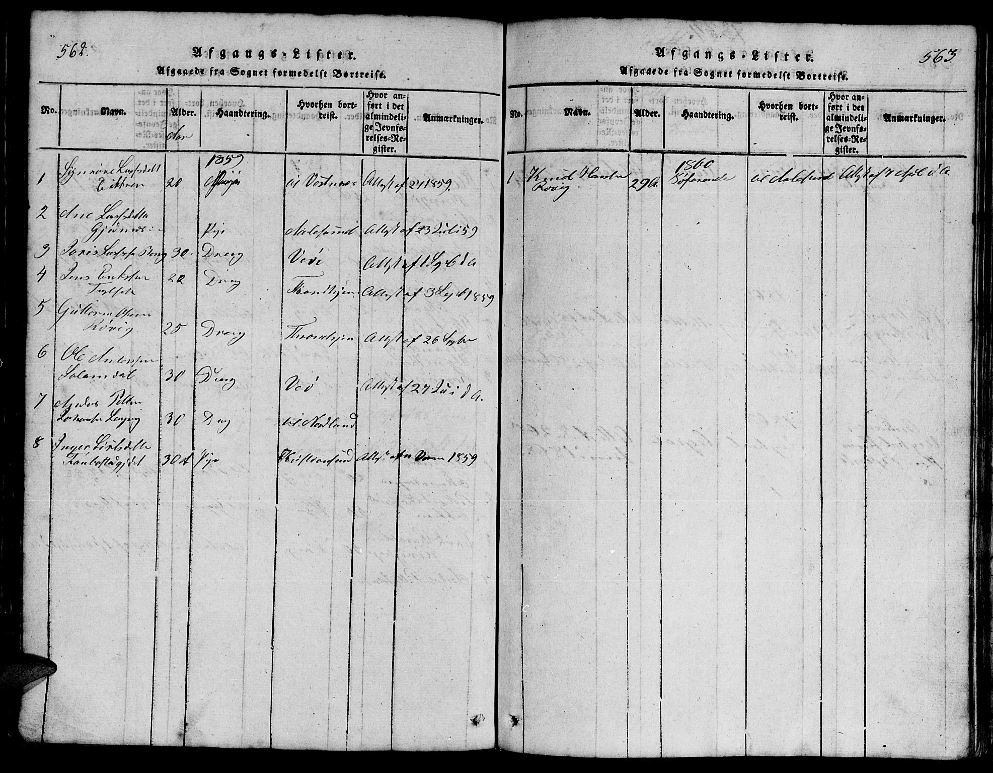 Ministerialprotokoller, klokkerbøker og fødselsregistre - Møre og Romsdal, SAT/A-1454/555/L0665: Klokkerbok nr. 555C01, 1818-1868, s. 562-563