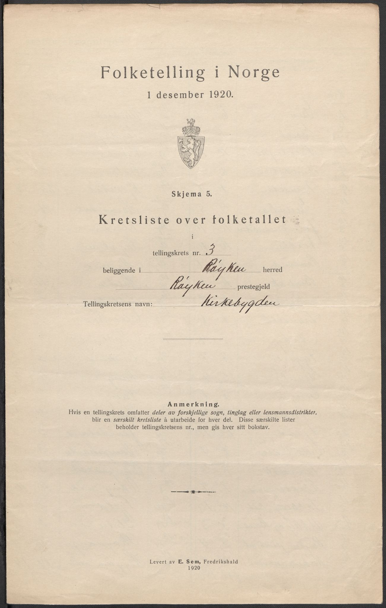 SAKO, Folketelling 1920 for 0627 Røyken herred, 1920, s. 14