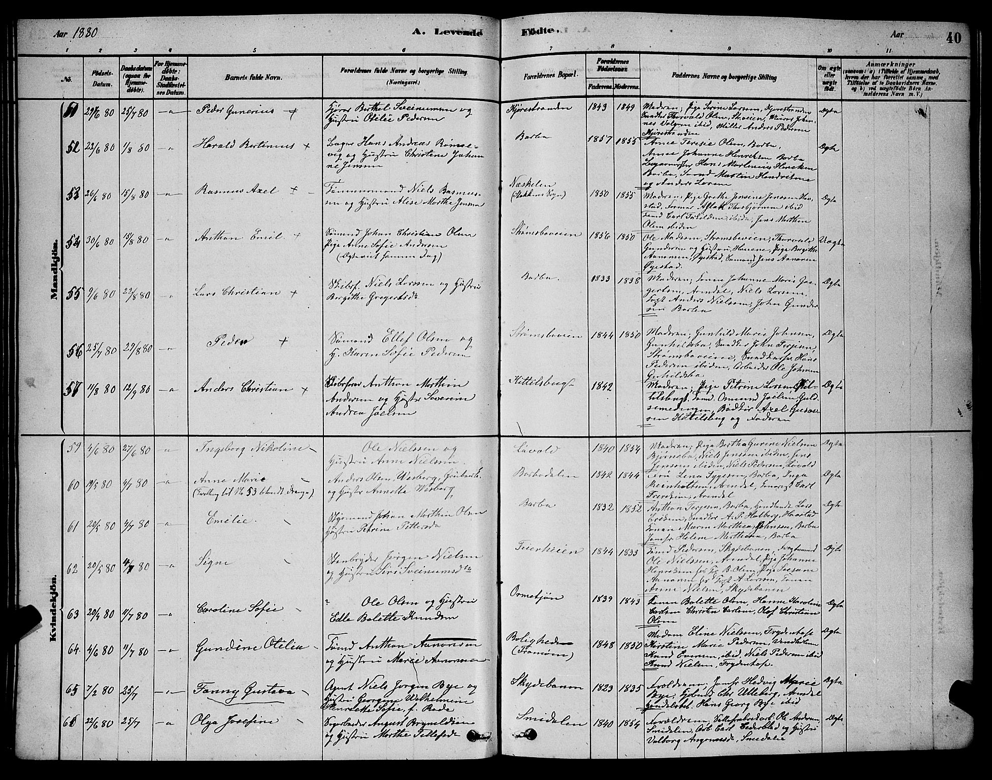 Barbu sokneprestkontor, AV/SAK-1111-0003/F/Fb/L0001: Klokkerbok nr. B 1, 1878-1890, s. 40