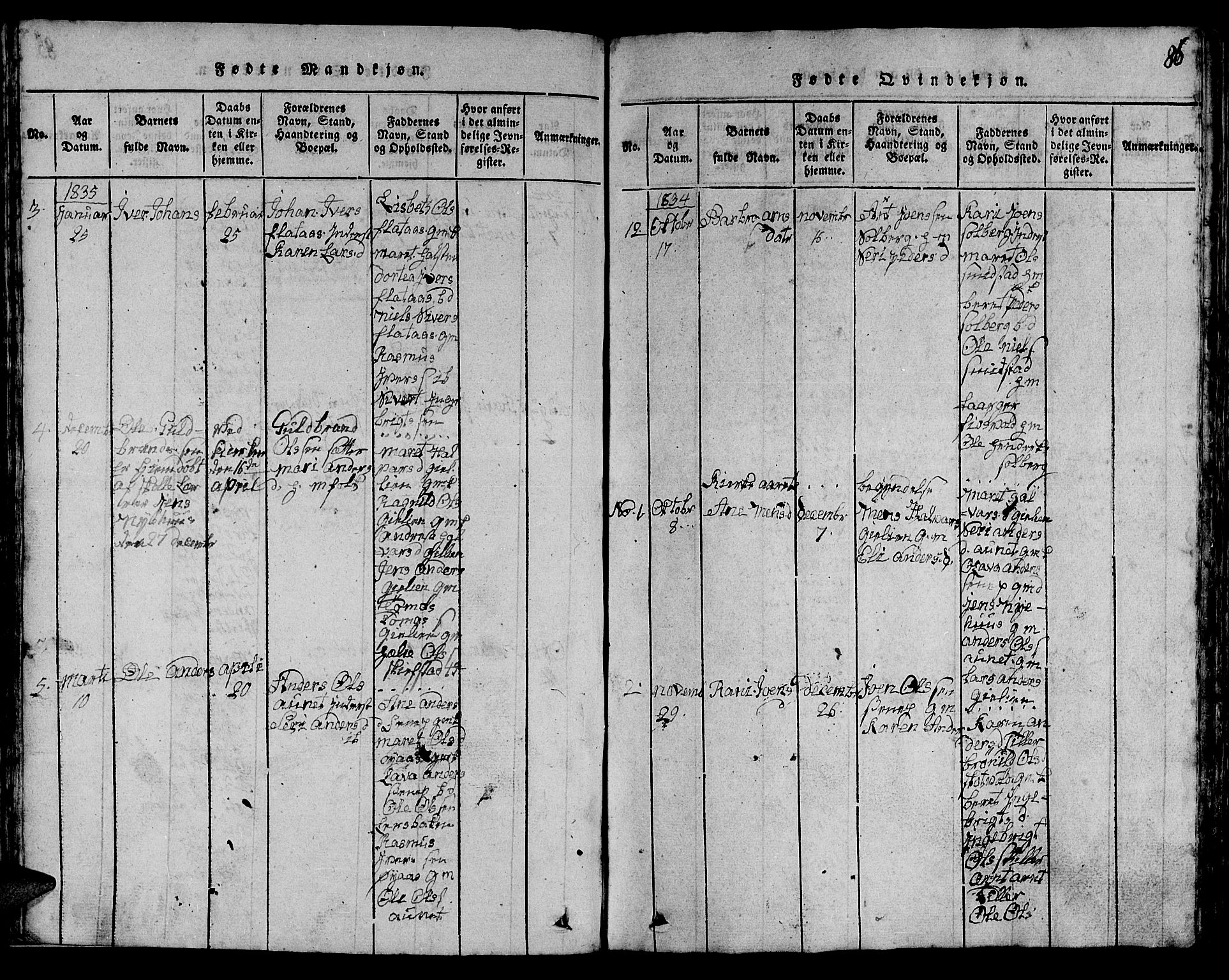 Ministerialprotokoller, klokkerbøker og fødselsregistre - Sør-Trøndelag, AV/SAT-A-1456/613/L0393: Klokkerbok nr. 613C01, 1816-1886, s. 86