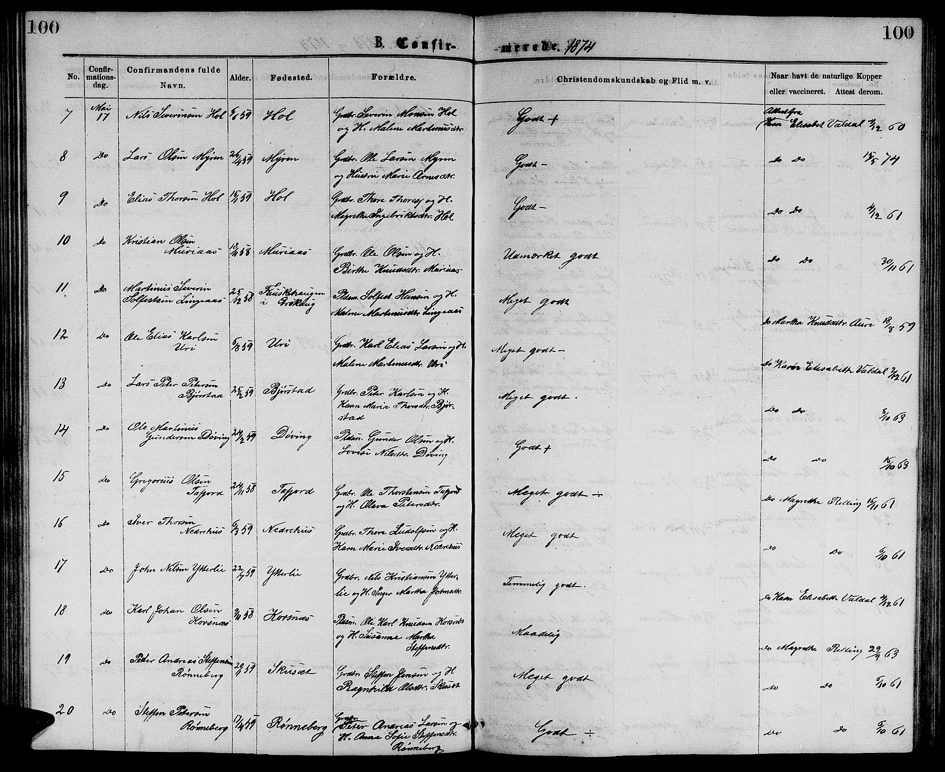 Ministerialprotokoller, klokkerbøker og fødselsregistre - Møre og Romsdal, AV/SAT-A-1454/519/L0262: Klokkerbok nr. 519C03, 1866-1884, s. 100