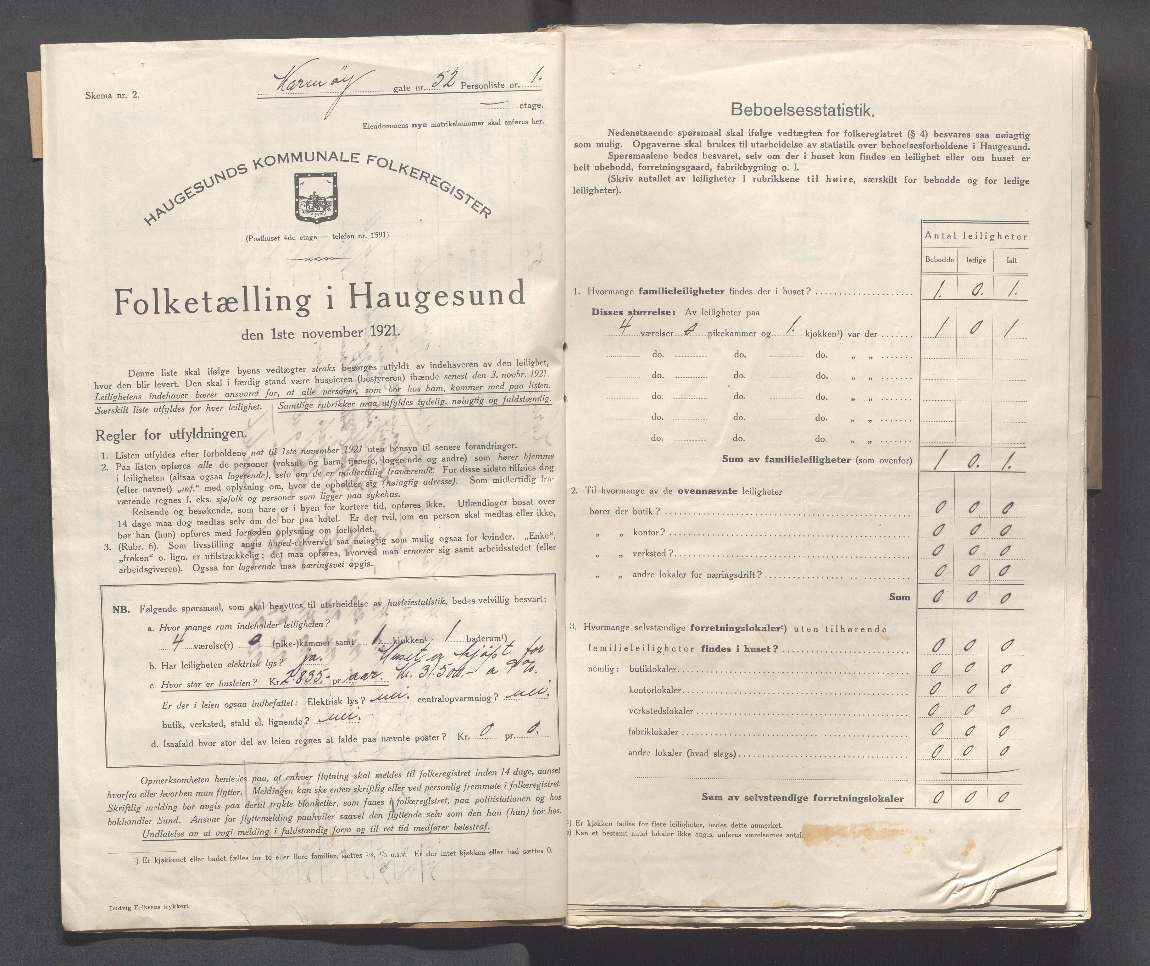 IKAR, Kommunal folketelling 1.11.1921 for Haugesund, 1921, s. 2631