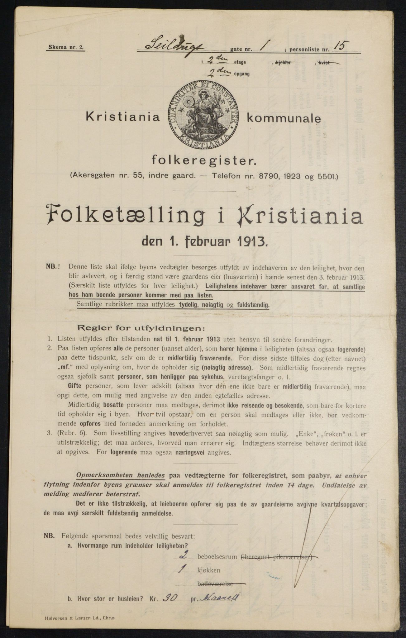 OBA, Kommunal folketelling 1.2.1913 for Kristiania, 1913, s. 93798