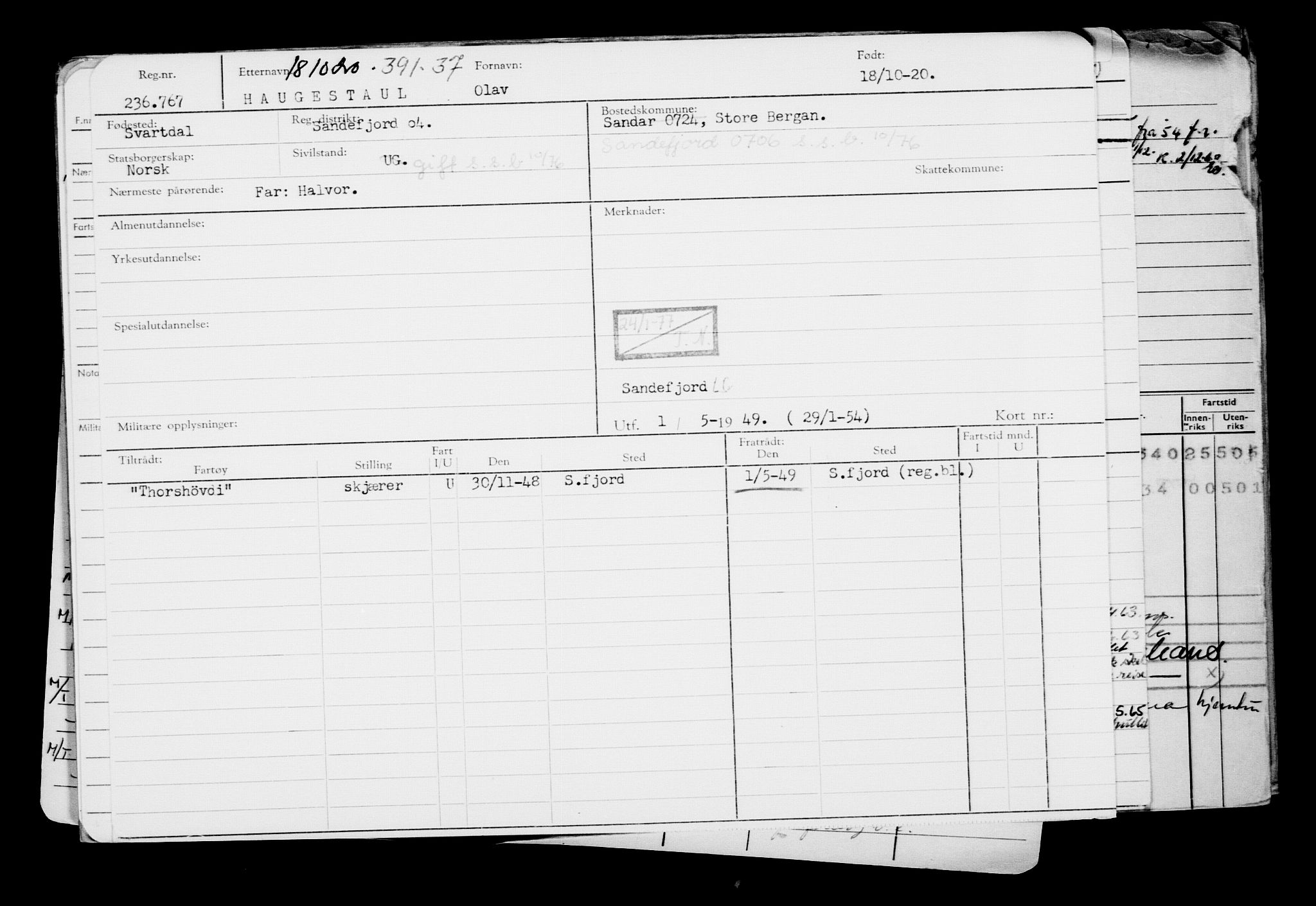 Direktoratet for sjømenn, AV/RA-S-3545/G/Gb/L0186: Hovedkort, 1920, s. 428
