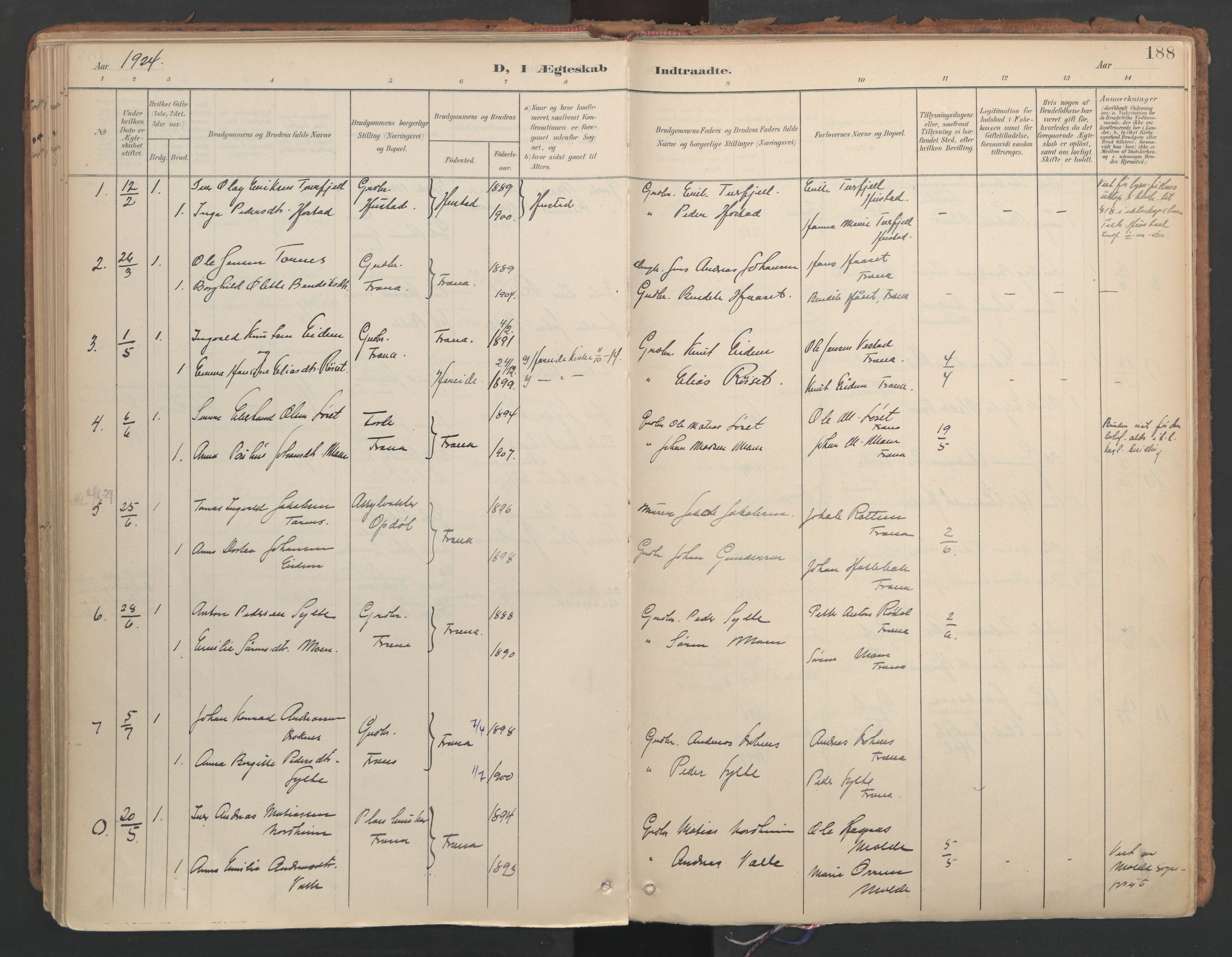 Ministerialprotokoller, klokkerbøker og fødselsregistre - Møre og Romsdal, AV/SAT-A-1454/564/L0741: Ministerialbok nr. 564A02, 1900-1976, s. 188
