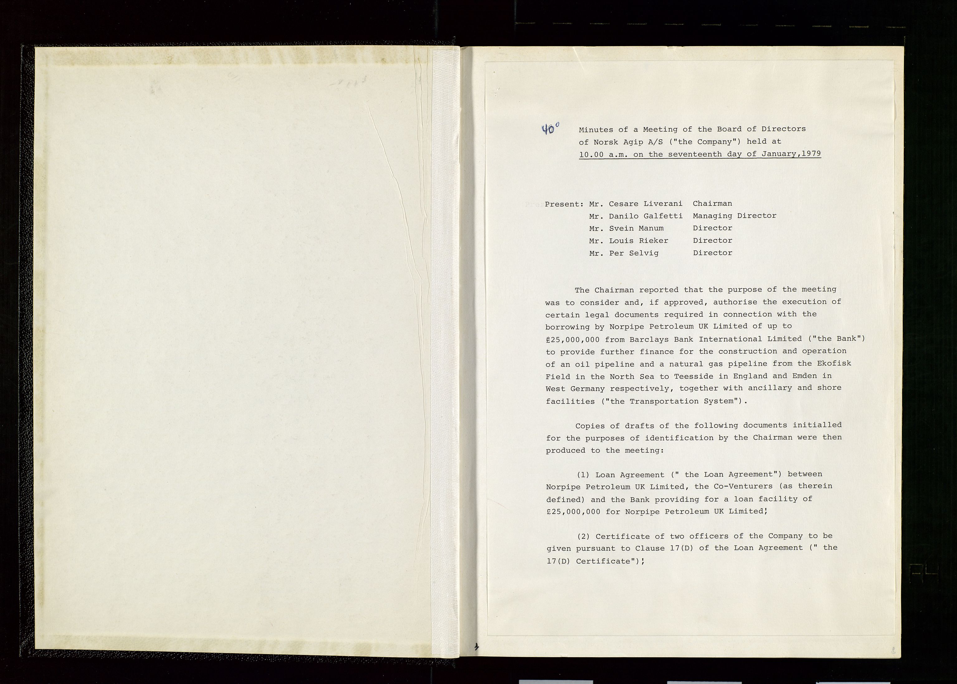Pa 1583 - Norsk Agip AS, AV/SAST-A-102138/A/Aa/L0003: Board of Directors meeting minutes, 1979-1983, s. 1