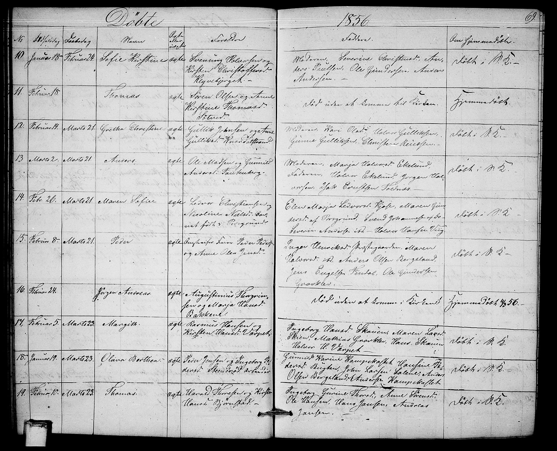 Solum kirkebøker, AV/SAKO-A-306/G/Ga/L0003: Klokkerbok nr. I 3, 1848-1859, s. 69