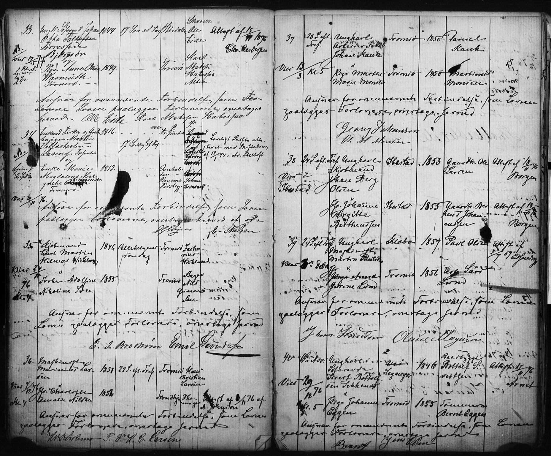 Tromsø sokneprestkontor/stiftsprosti/domprosti, AV/SATØ-S-1343/H/Hc/L0098: Lysningsprotokoll nr. 98, 1872-1883