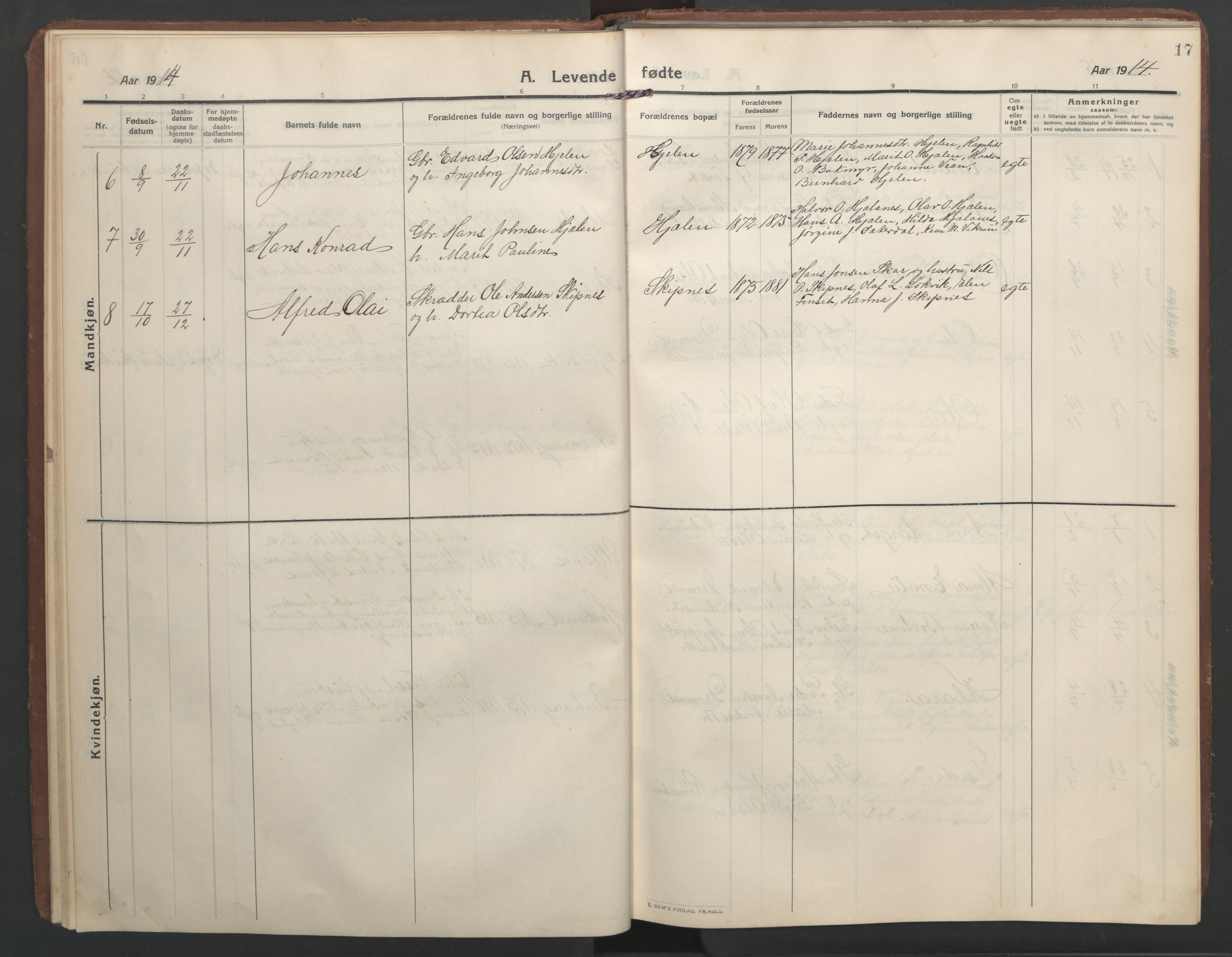 Ministerialprotokoller, klokkerbøker og fødselsregistre - Møre og Romsdal, AV/SAT-A-1454/579/L0919: Klokkerbok nr. 579C01, 1909-1957, s. 17