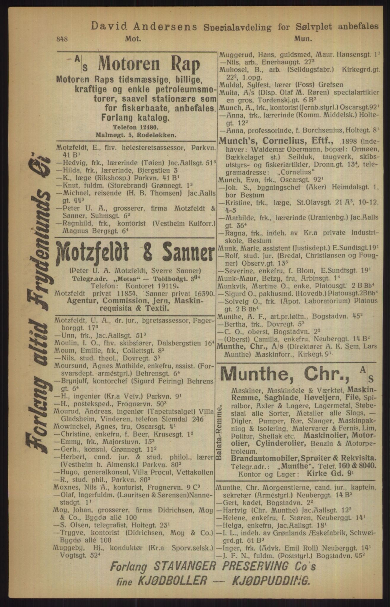 Kristiania/Oslo adressebok, PUBL/-, 1915, s. 848