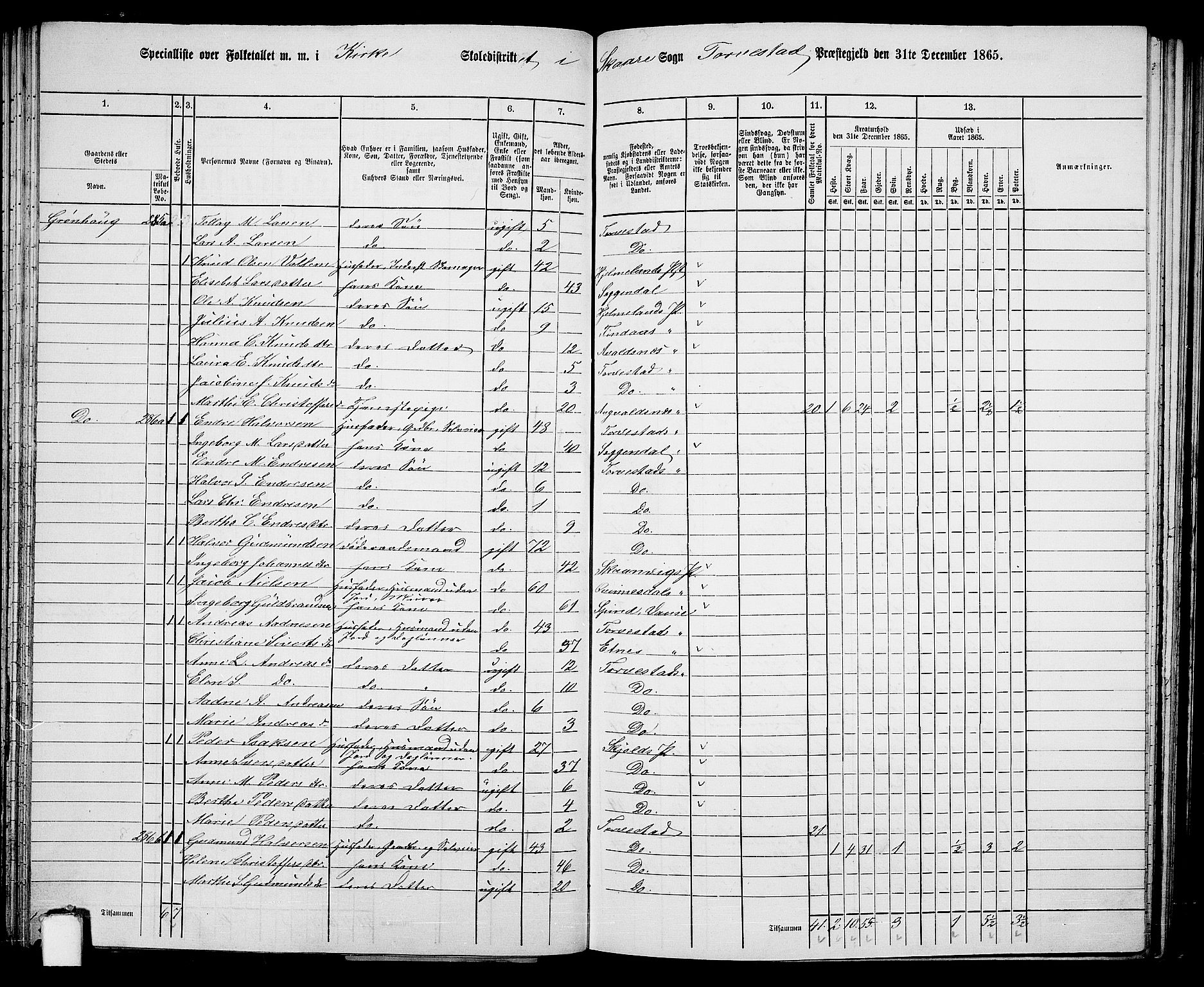 RA, Folketelling 1865 for 1152L Torvastad prestegjeld, Torvastad sokn, Skåre sokn og Utsira sokn, 1865, s. 92