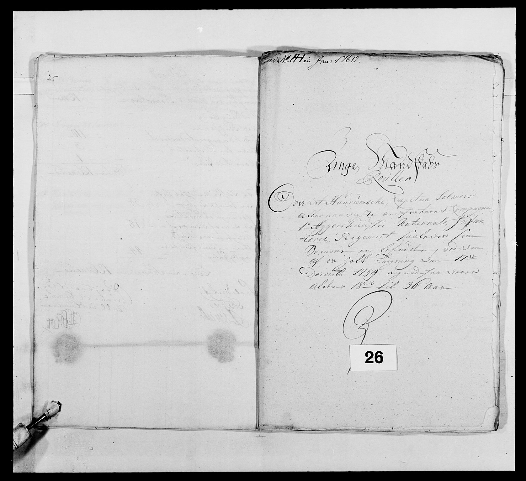 Kommanderende general (KG I) med Det norske krigsdirektorium, AV/RA-EA-5419/E/Ea/L0487: 1. Akershusiske regiment, 1750-1761, s. 261