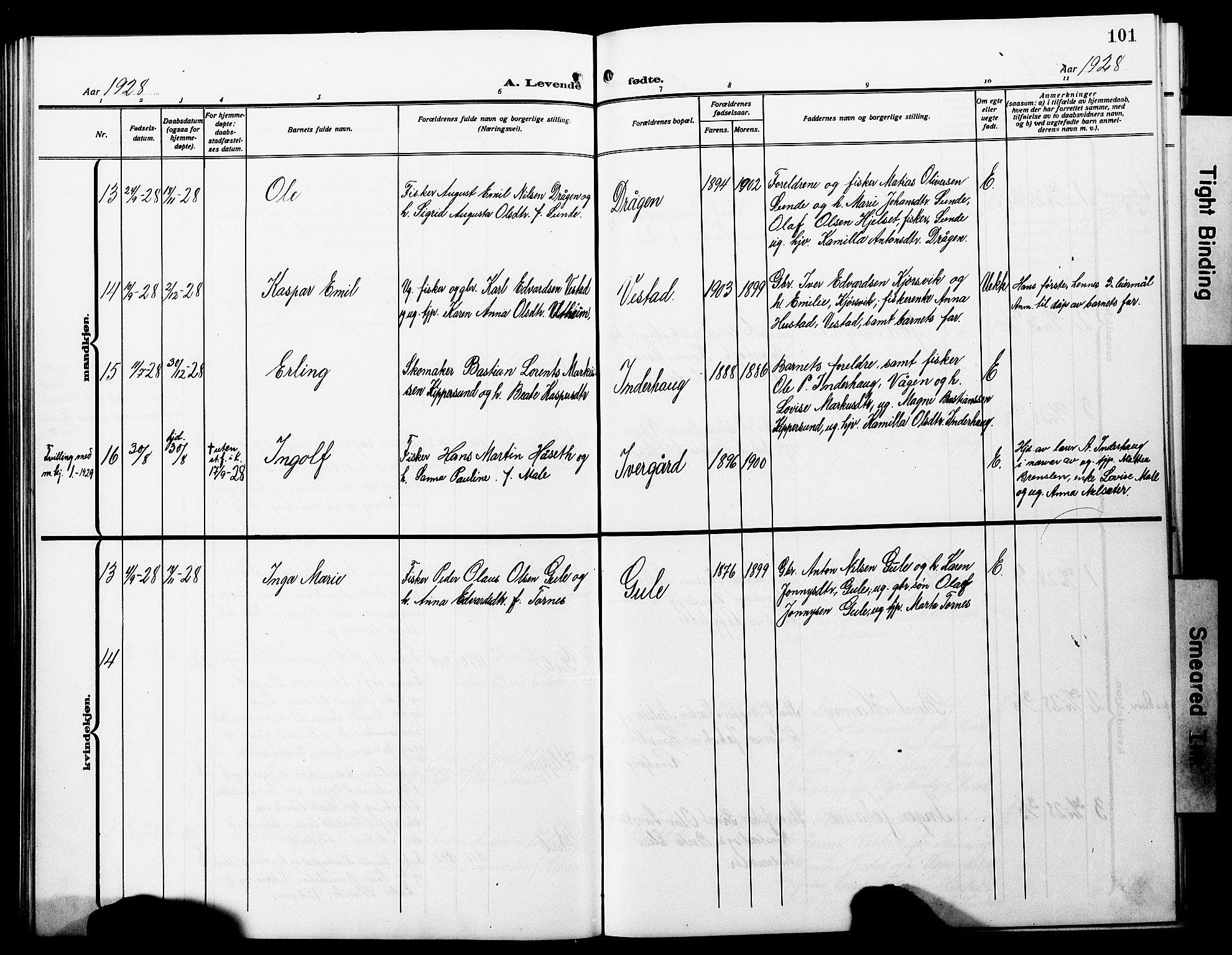 Ministerialprotokoller, klokkerbøker og fødselsregistre - Møre og Romsdal, AV/SAT-A-1454/566/L0774: Klokkerbok nr. 566C03, 1910-1929, s. 101