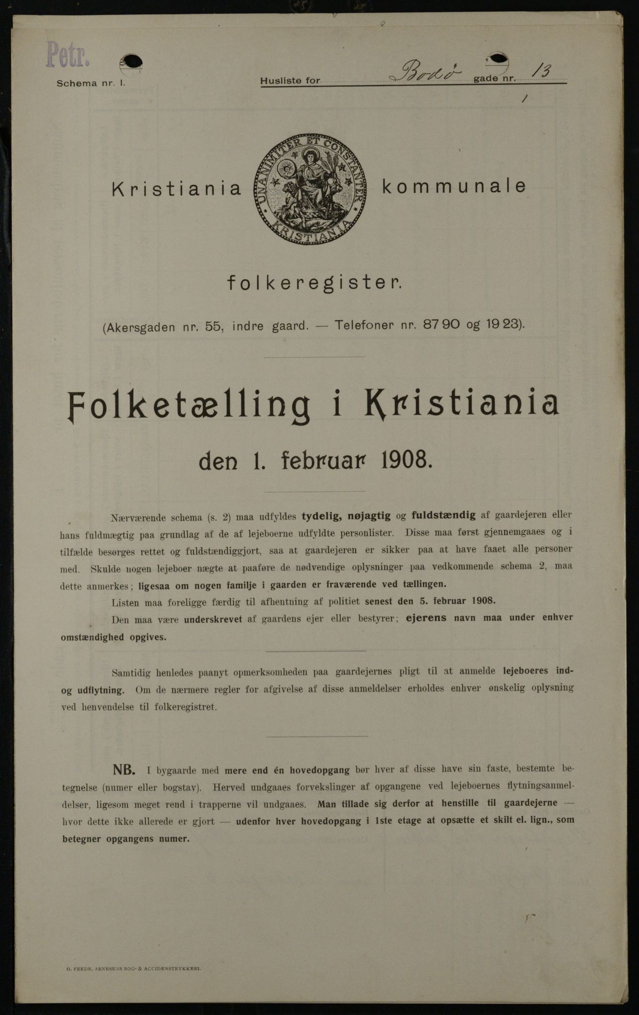 OBA, Kommunal folketelling 1.2.1908 for Kristiania kjøpstad, 1908, s. 6592