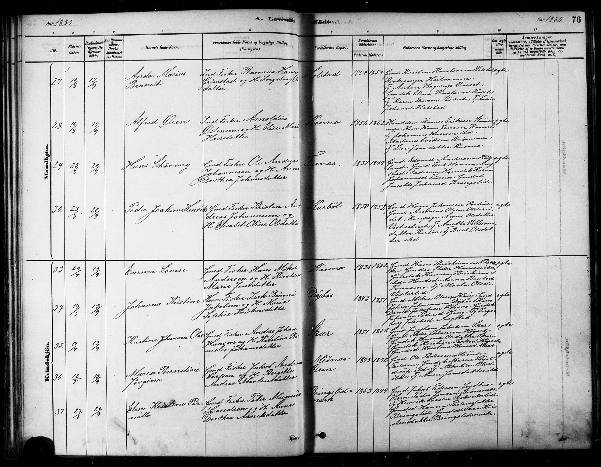 Ministerialprotokoller, klokkerbøker og fødselsregistre - Nordland, SAT/A-1459/852/L0740: Ministerialbok nr. 852A10, 1878-1894, s. 76