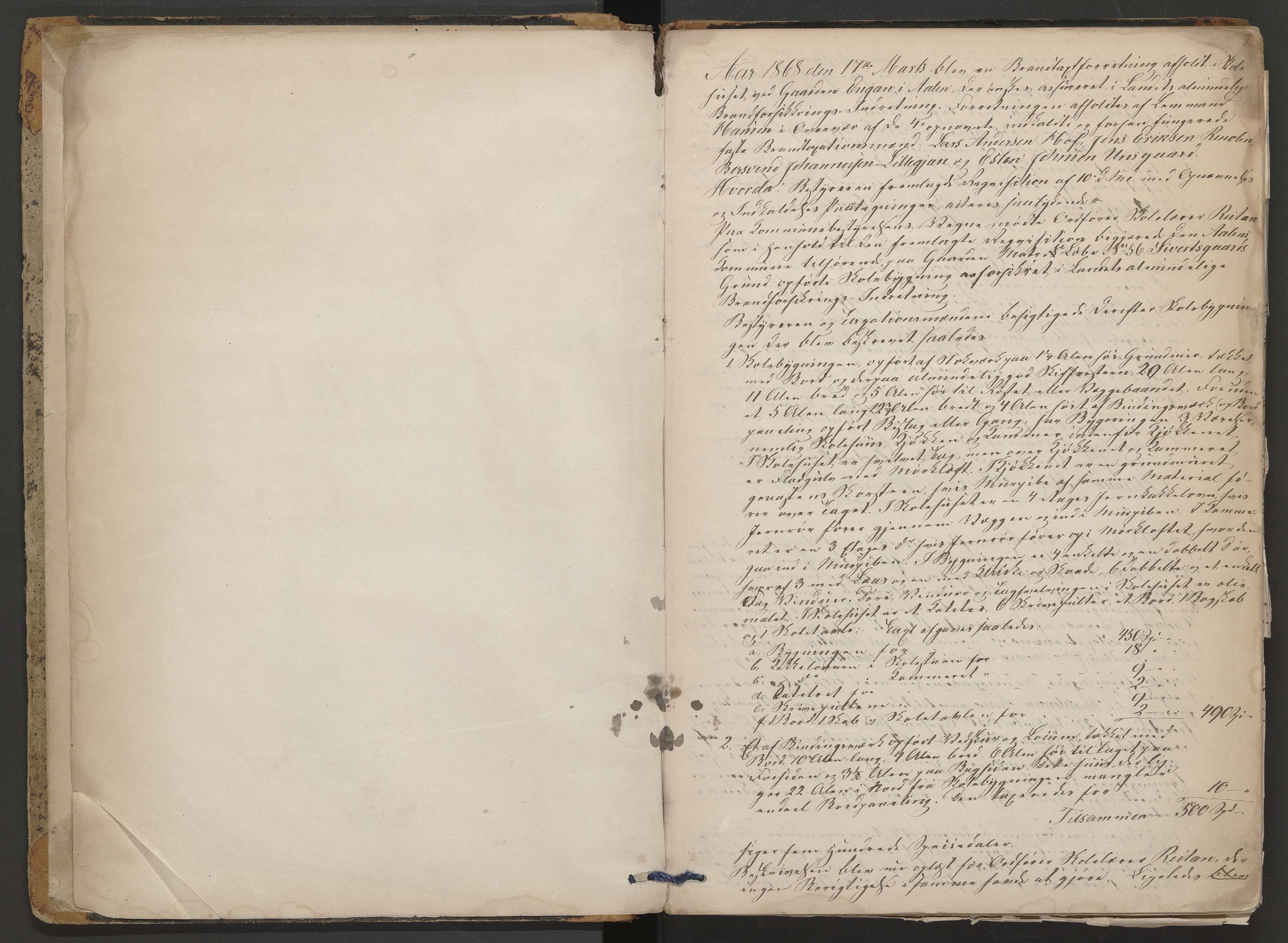 Holtålen lensmannskontor, AV/SAT-A-1056/1/12/L0002: 12.01.02 Branntakstprotokoll, 1868-1919
