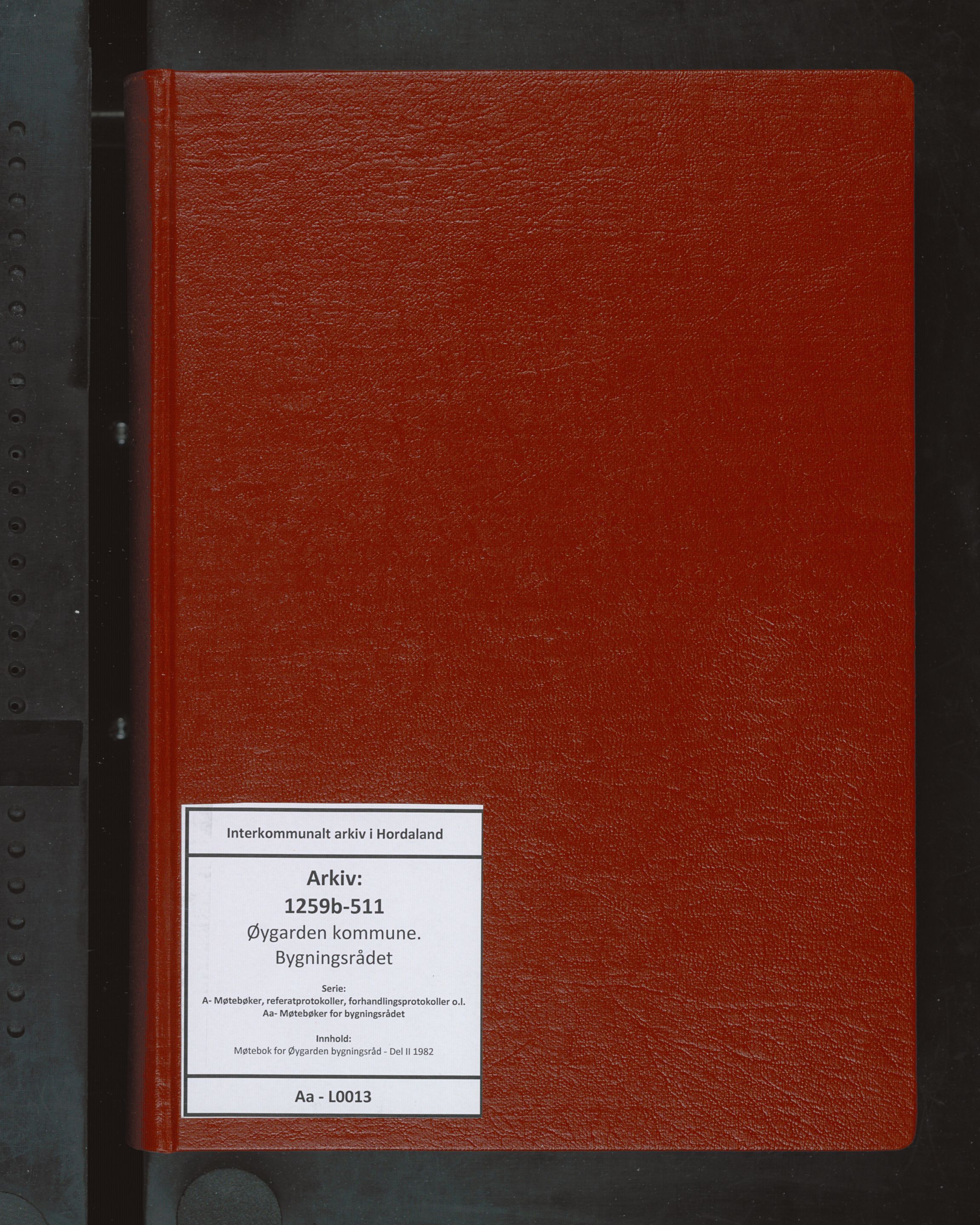 Øygarden kommune. Bygningsrådet, IKAH/1259b-511/A/Aa/L0013: Møtebok for Øygarden bygningsråd - Del II, 1982