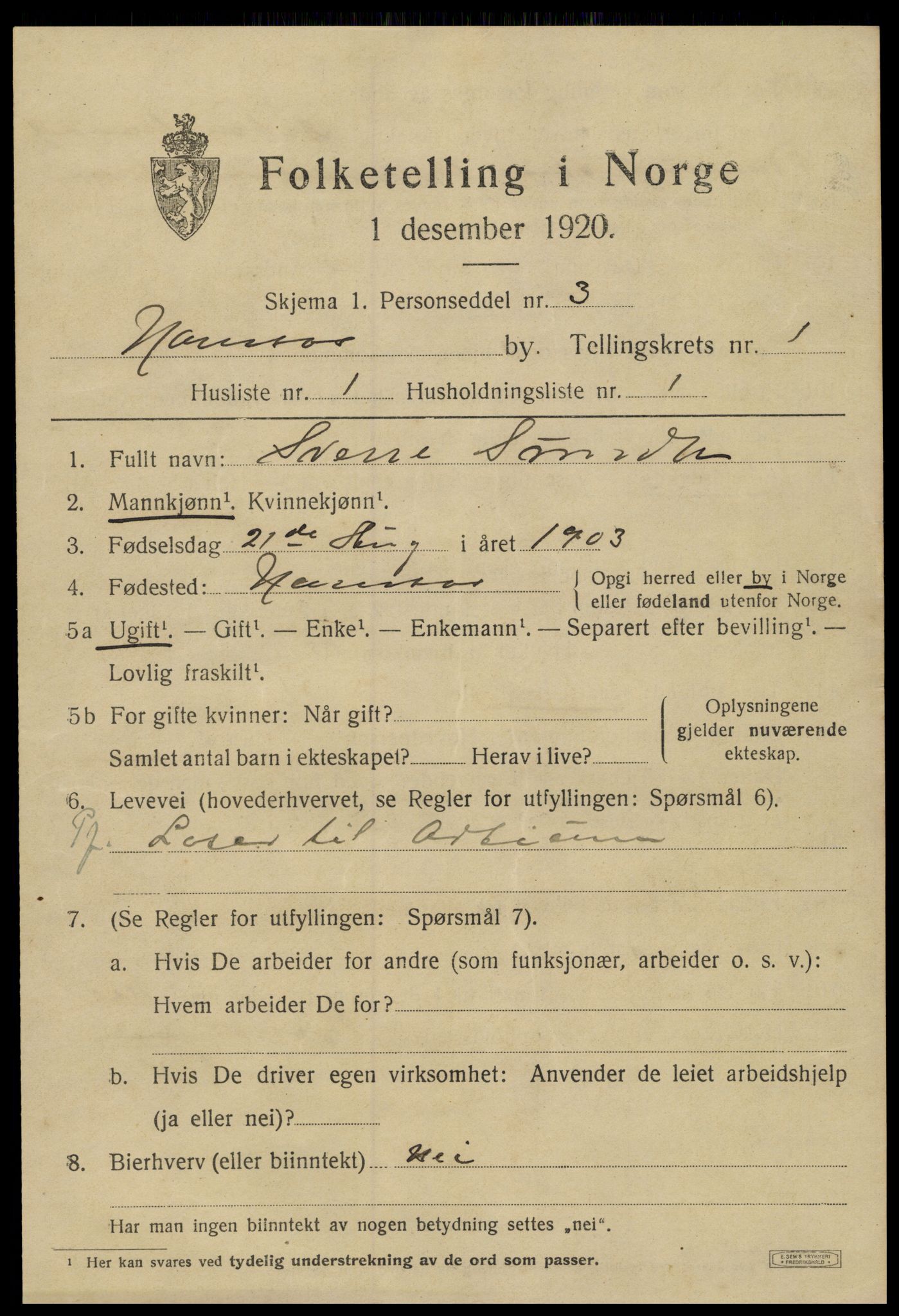 SAT, Folketelling 1920 for 1703 Namsos ladested, 1920, s. 2019