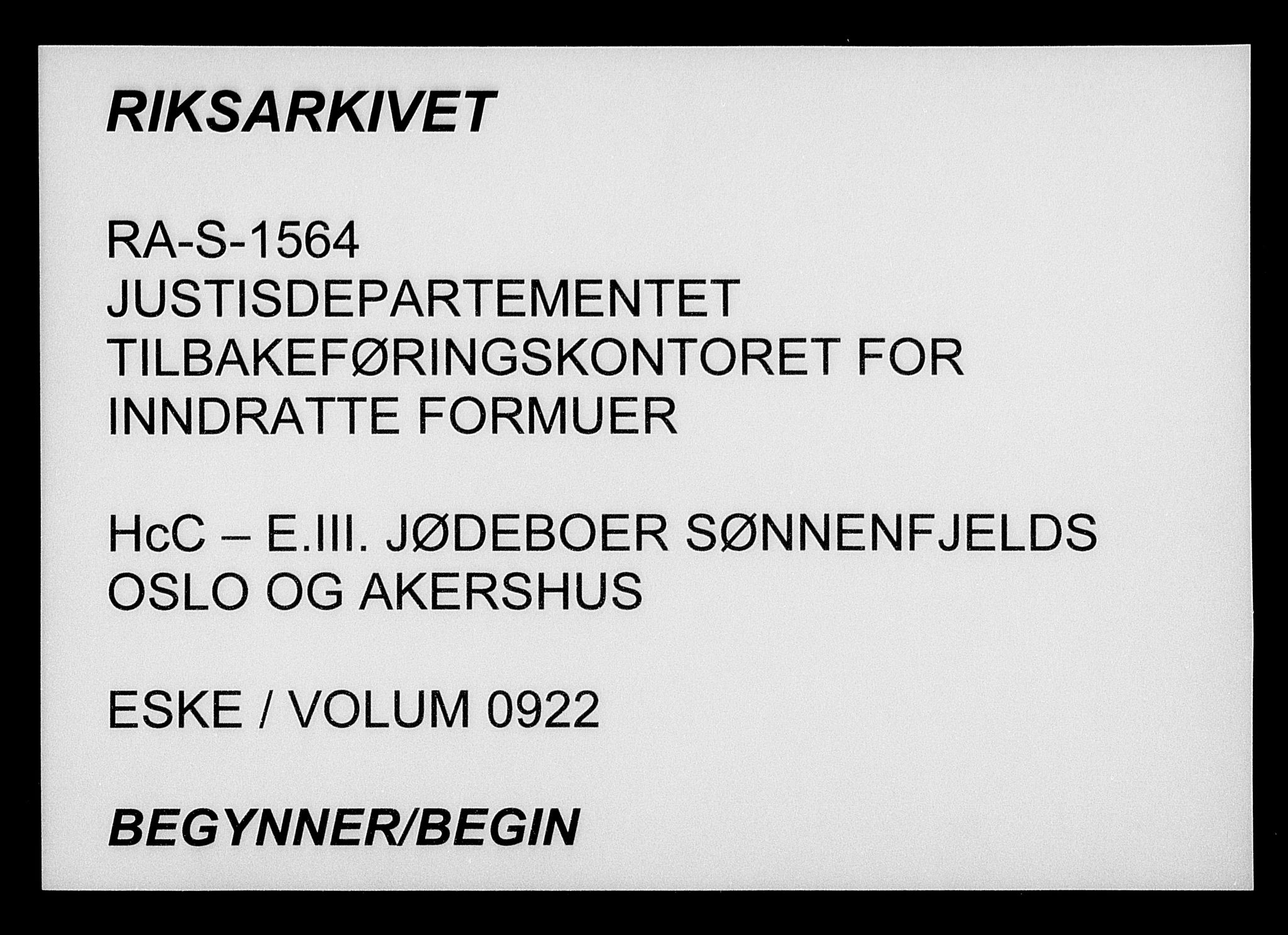 Justisdepartementet, Tilbakeføringskontoret for inndratte formuer, RA/S-1564/H/Hc/Hcc/L0922: --, 1945-1947, s. 1